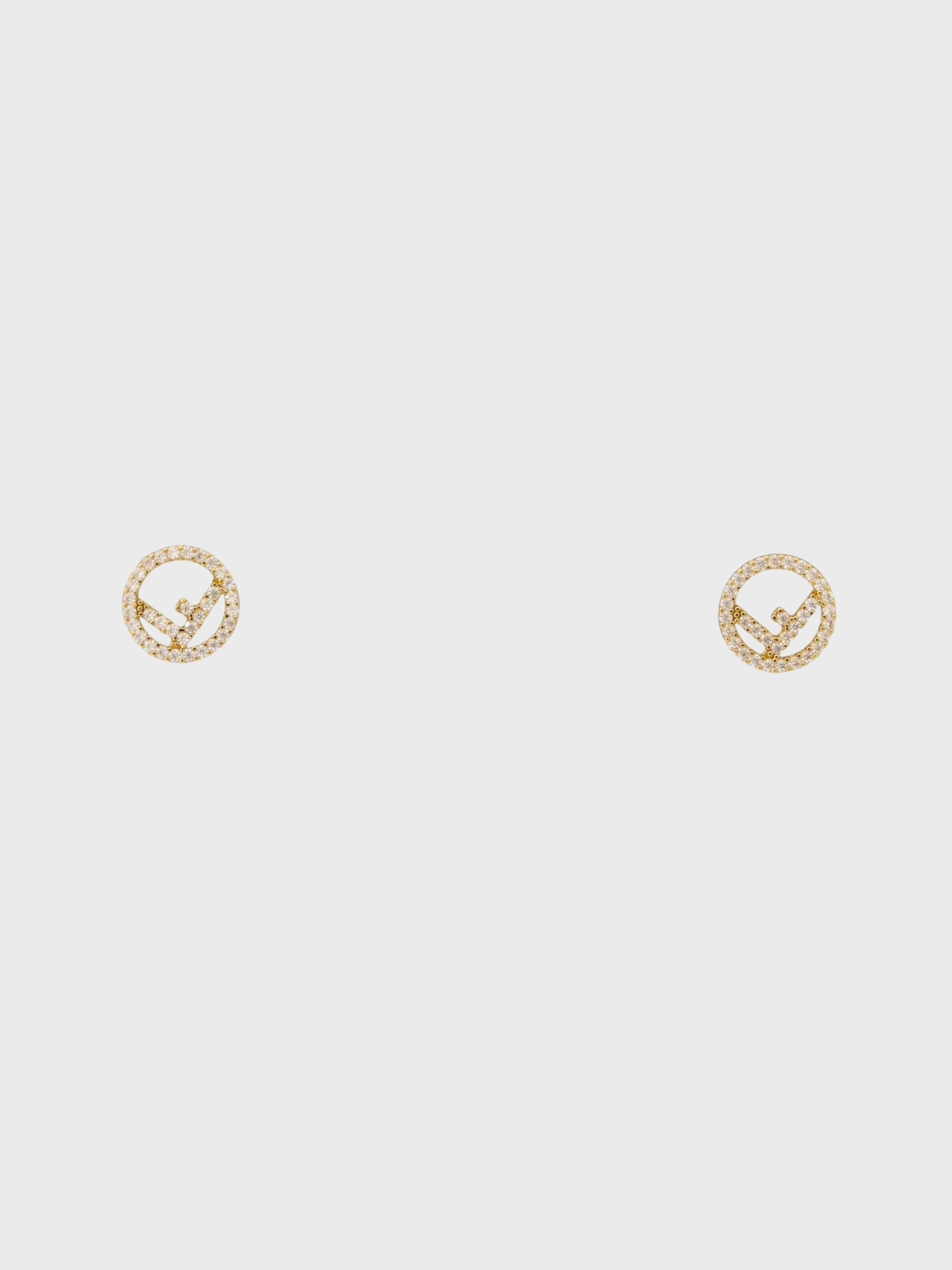 Fendi 2000s Gold Plated Metal Rhinestone F is Fendi Earrings