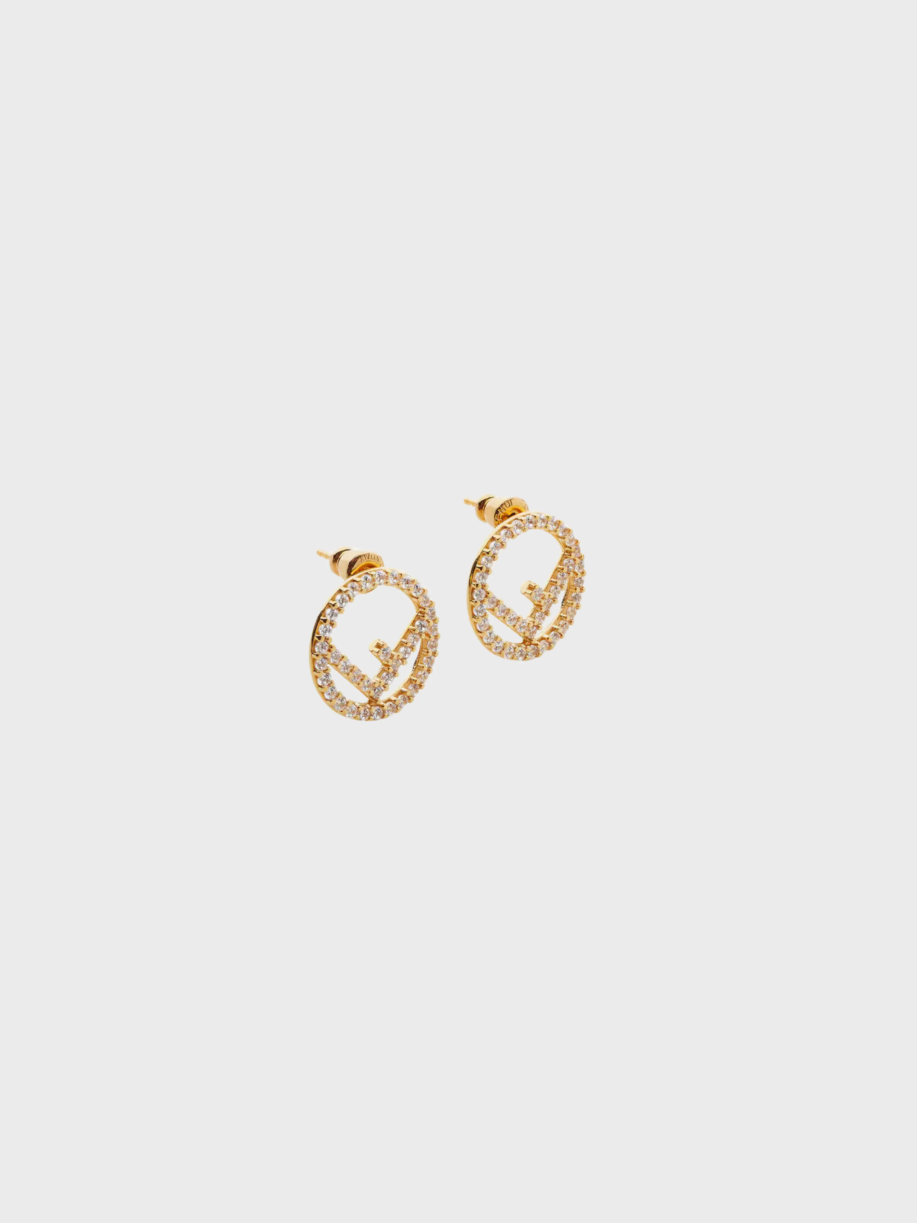 Fendi 2000s Gold Plated Metal Rhinestone F is Fendi Earrings - Image 2