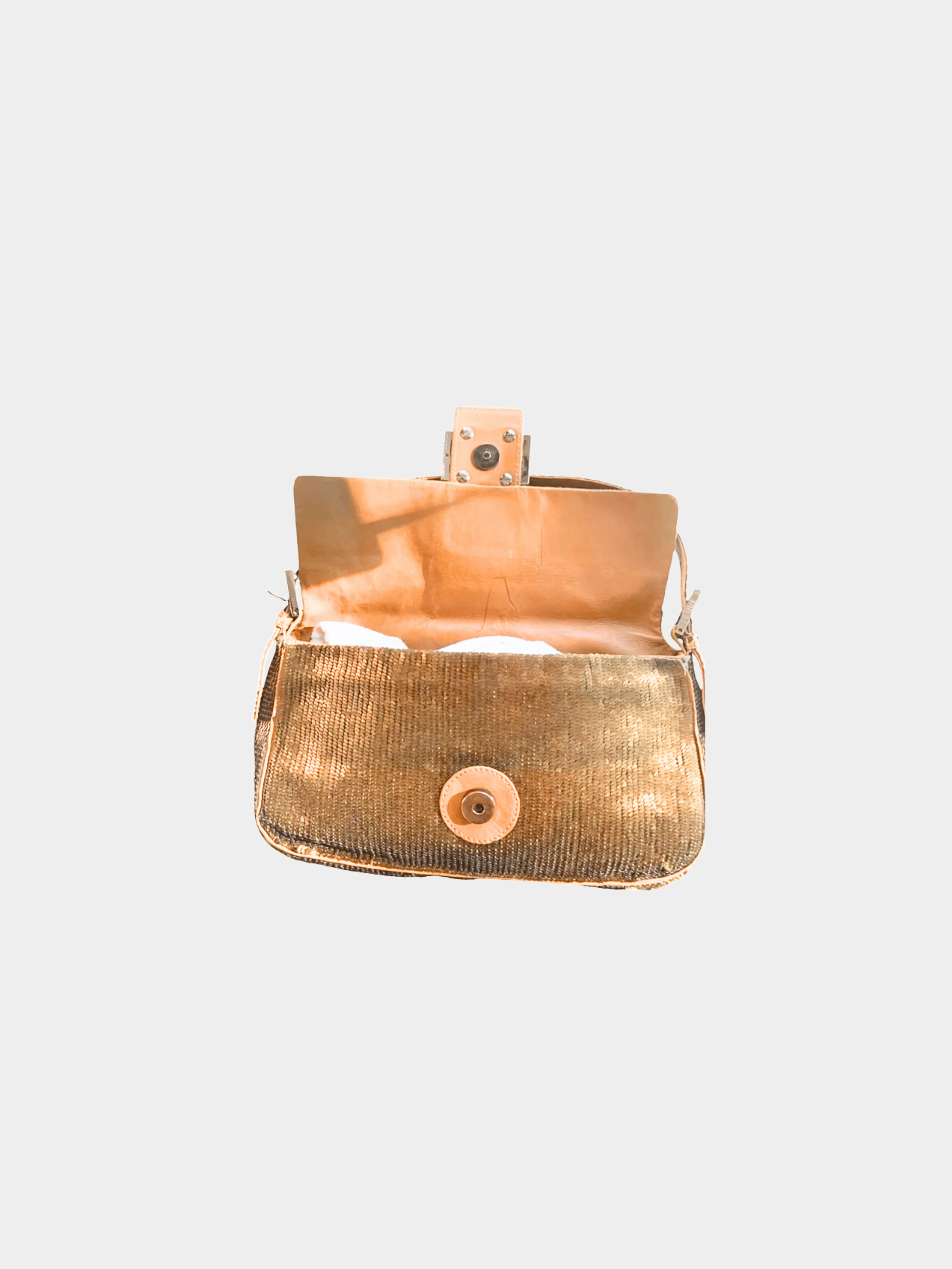 Fendi 2000s Gold Sequin Beaded Baguette - Image 3