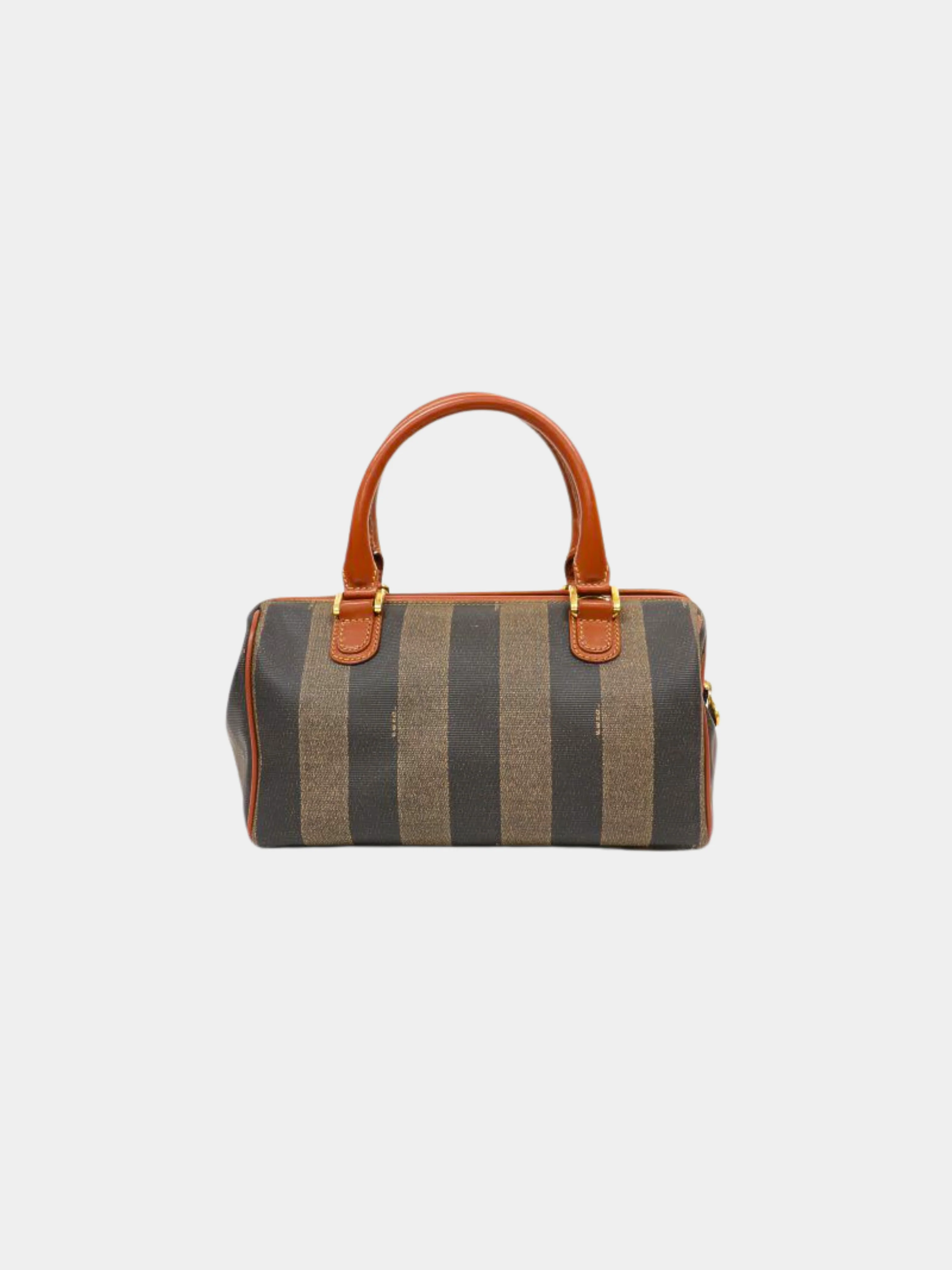 Fendi 2000s Khaki Black Brown Pequin Stripe 2-Way Bag - Image 2