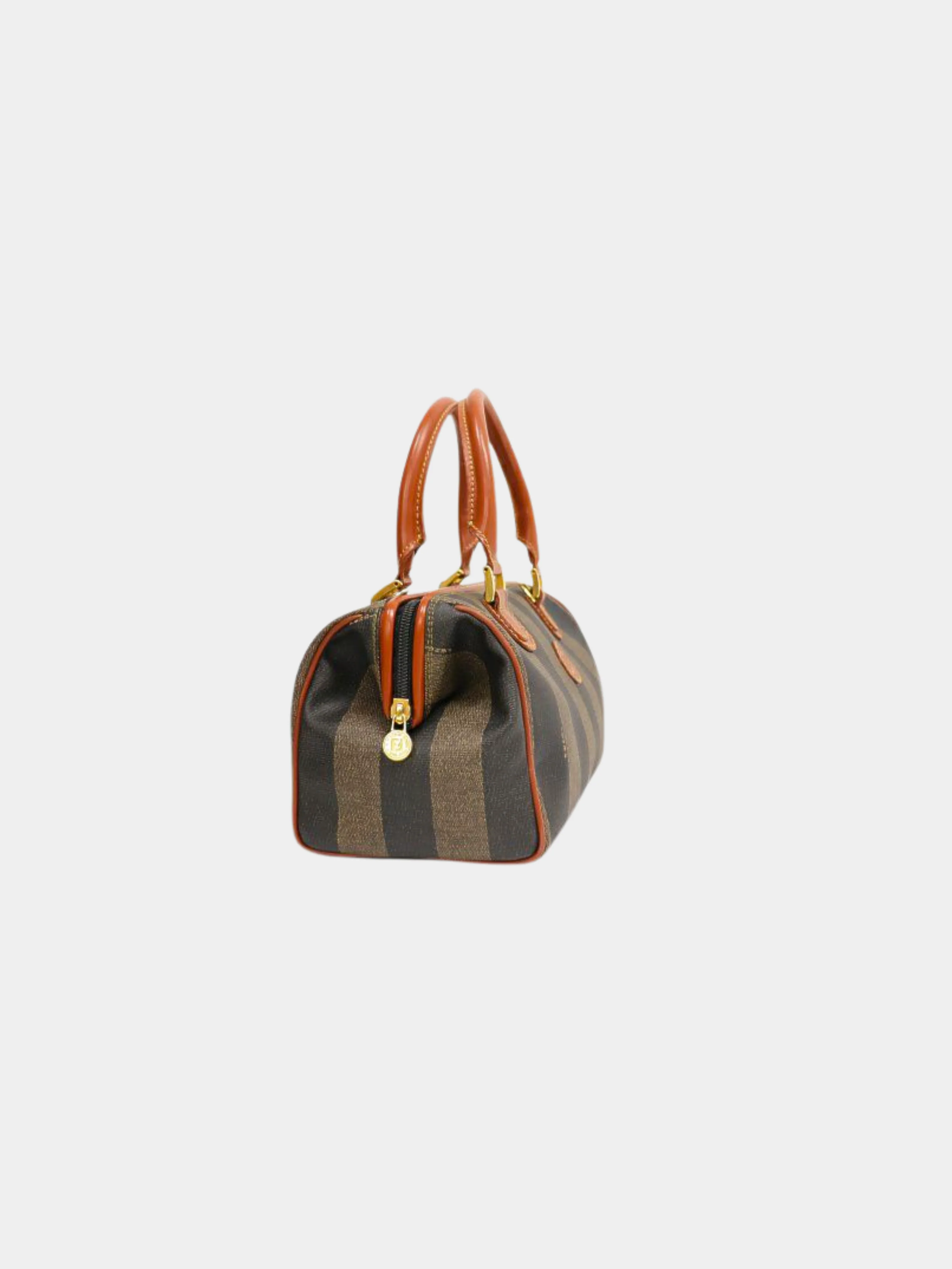 Fendi 2000s Khaki Black Brown Pequin Stripe 2-Way Bag - Image 3