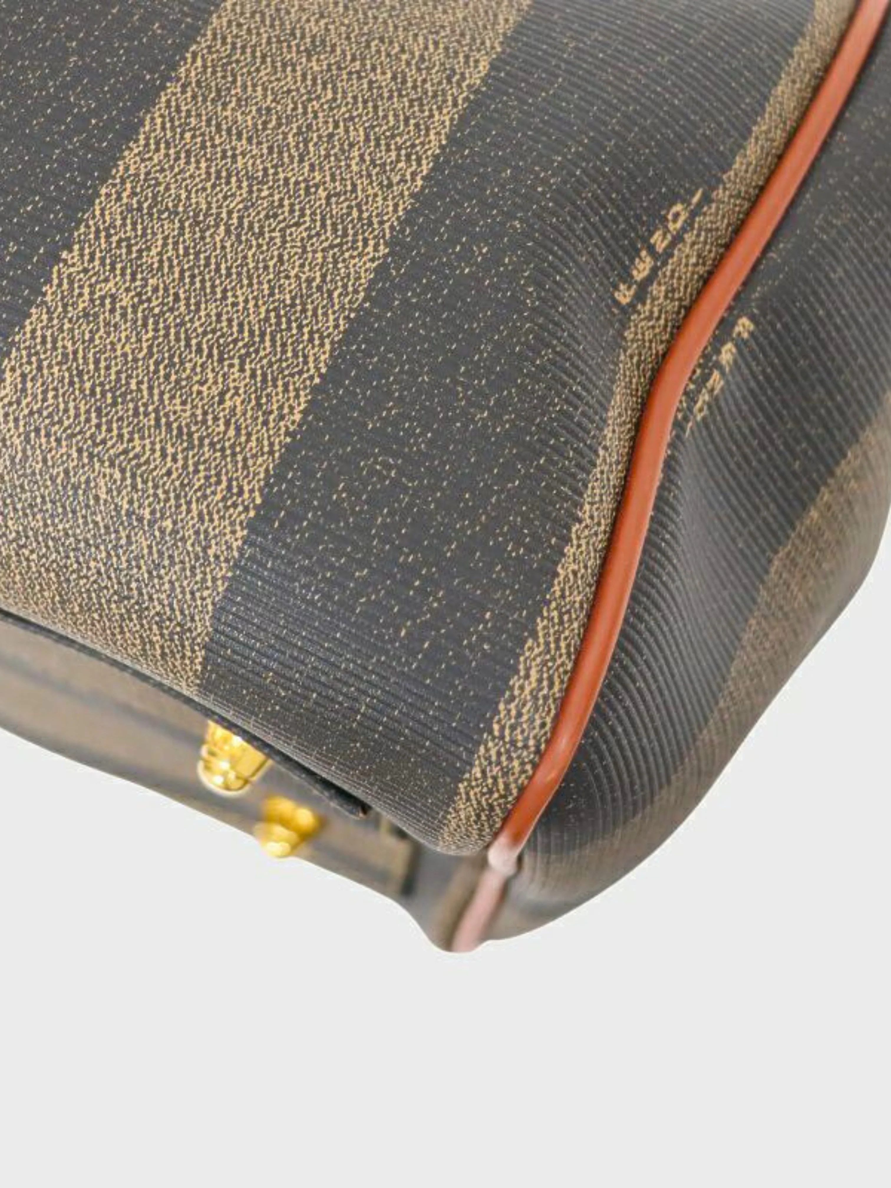 Fendi 2000s Khaki Black Brown Pequin Stripe 2-Way Bag - Image 5