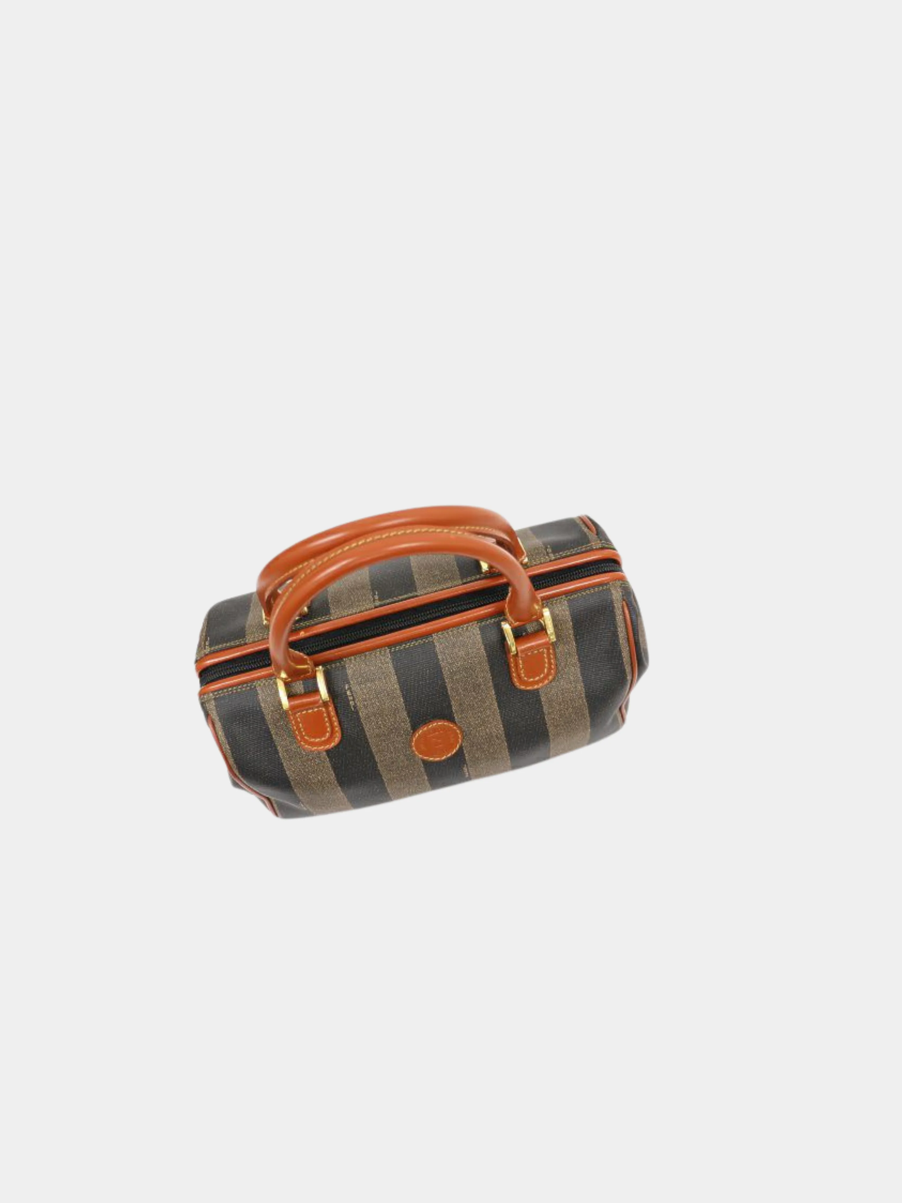 Fendi 2000s Khaki Black Brown Pequin Stripe 2-Way Bag - Image 6