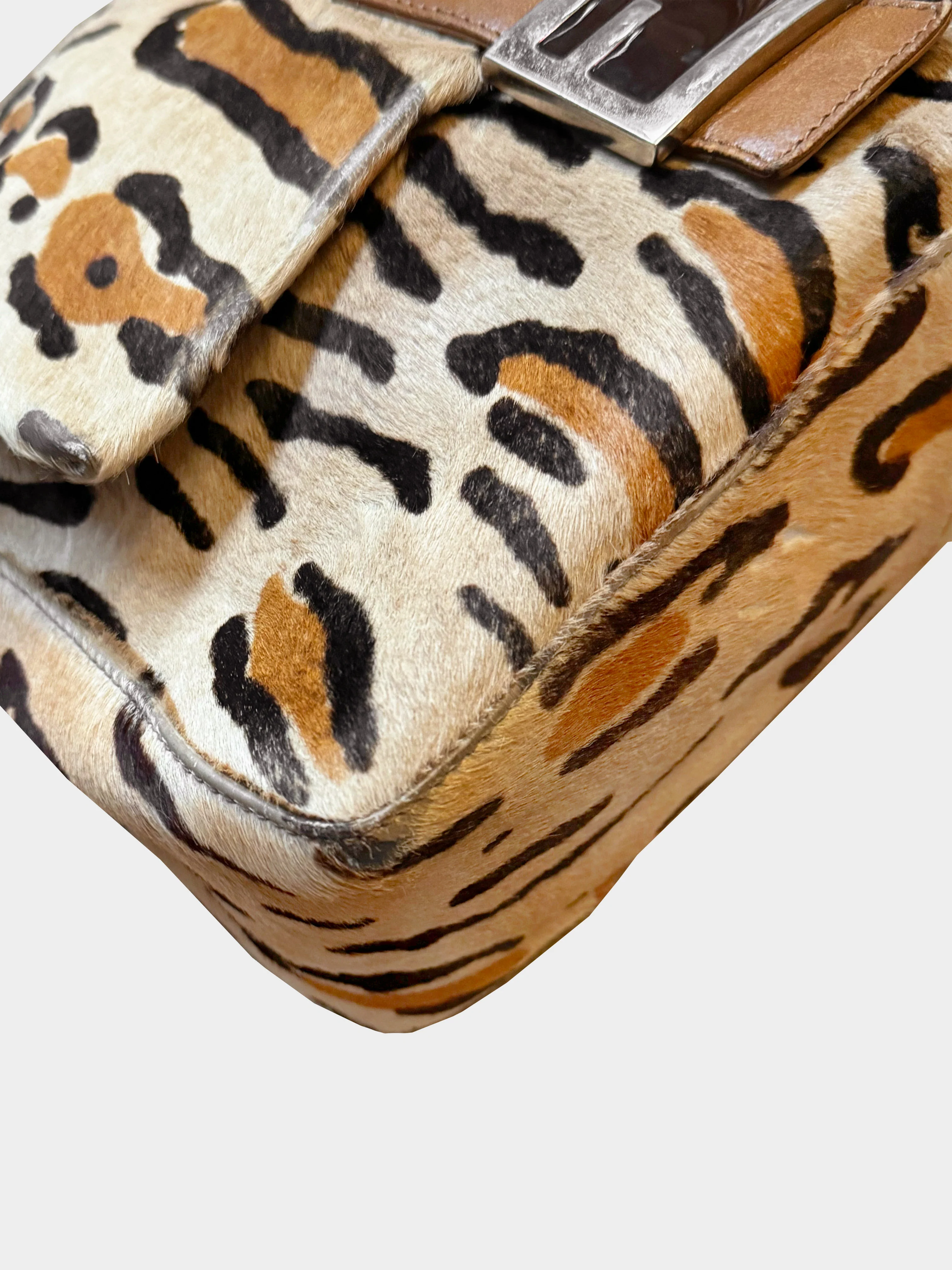 Fendi 2000s Leopard Print Pony Hair Mama Baguette - Image 3