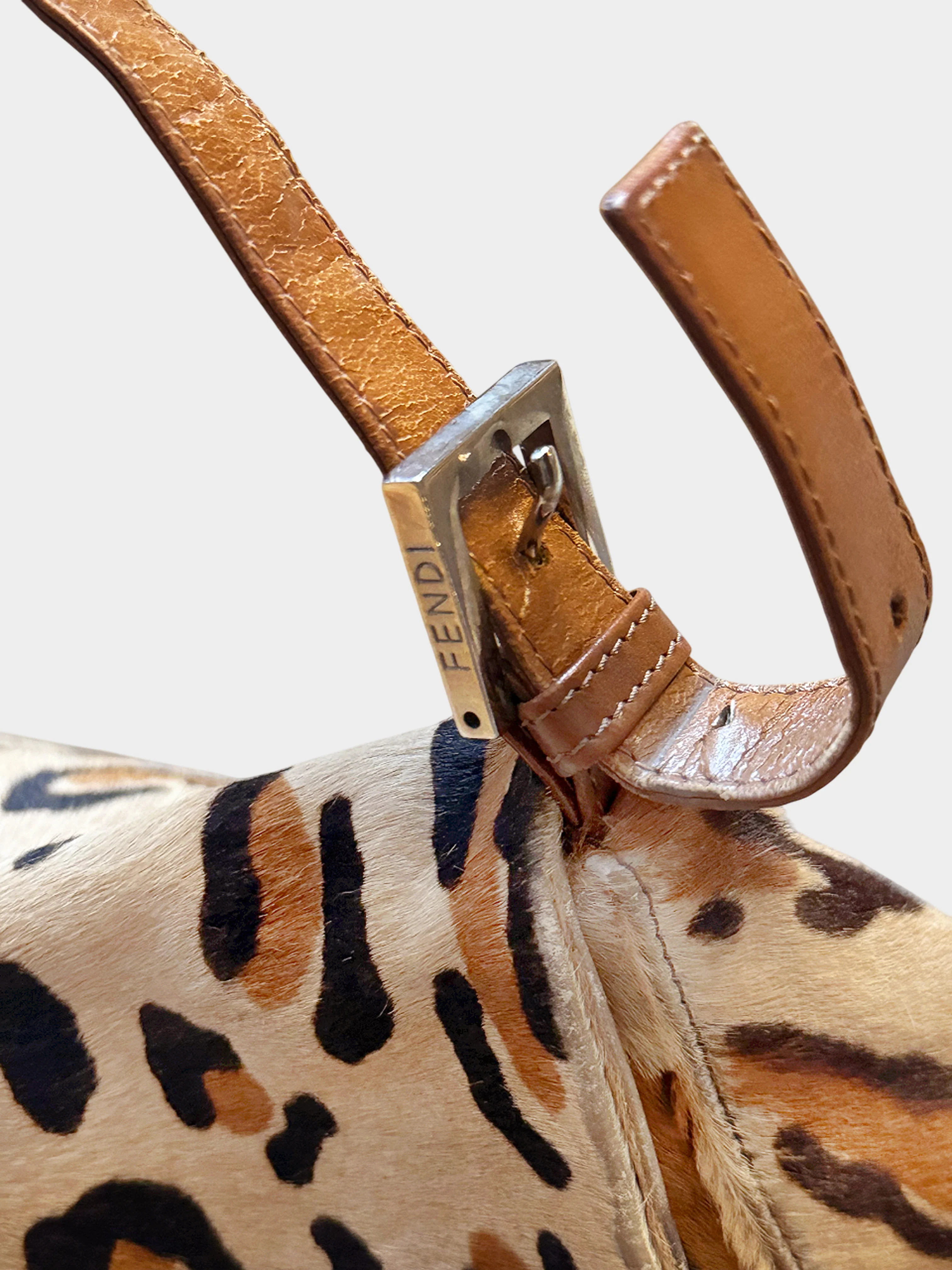 Fendi 2000s Leopard Print Pony Hair Mama Baguette - Image 4