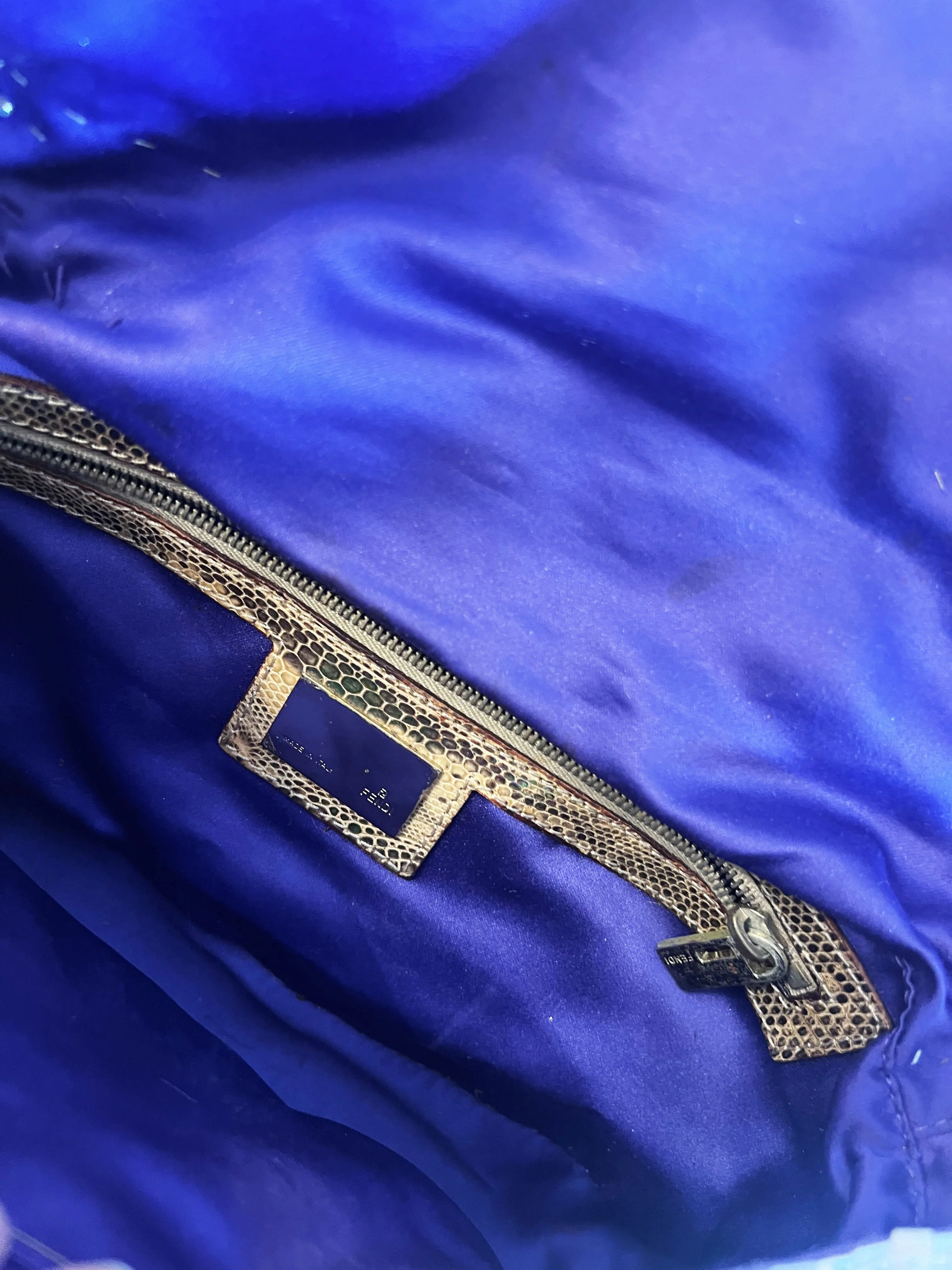 Fendi 2000s Mother of Pearl Beaded Baguette with Lizard Trim - Image 5