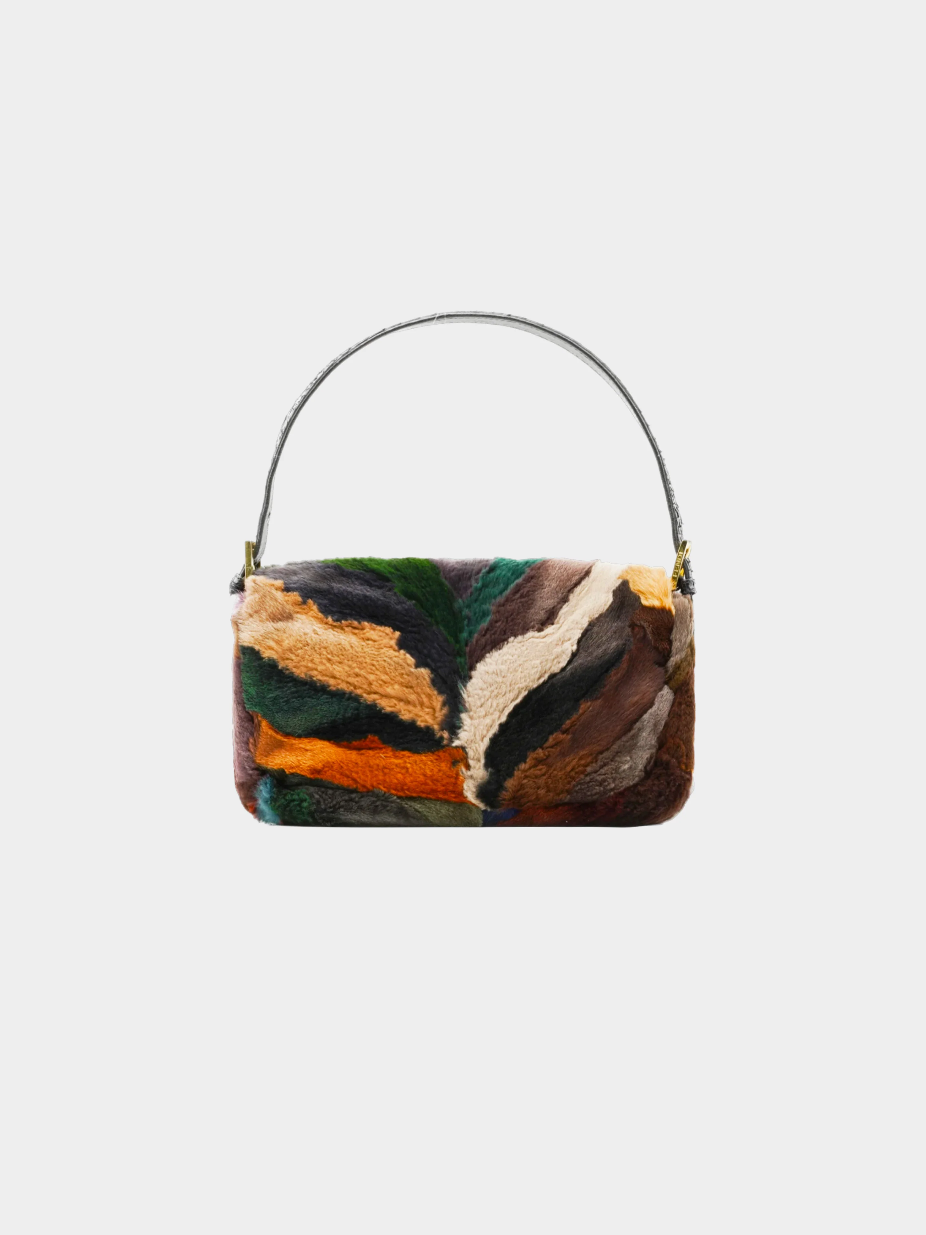 Fendi 2000s Multicolor Mink Fur and Leather Baguette Bag - Image 2