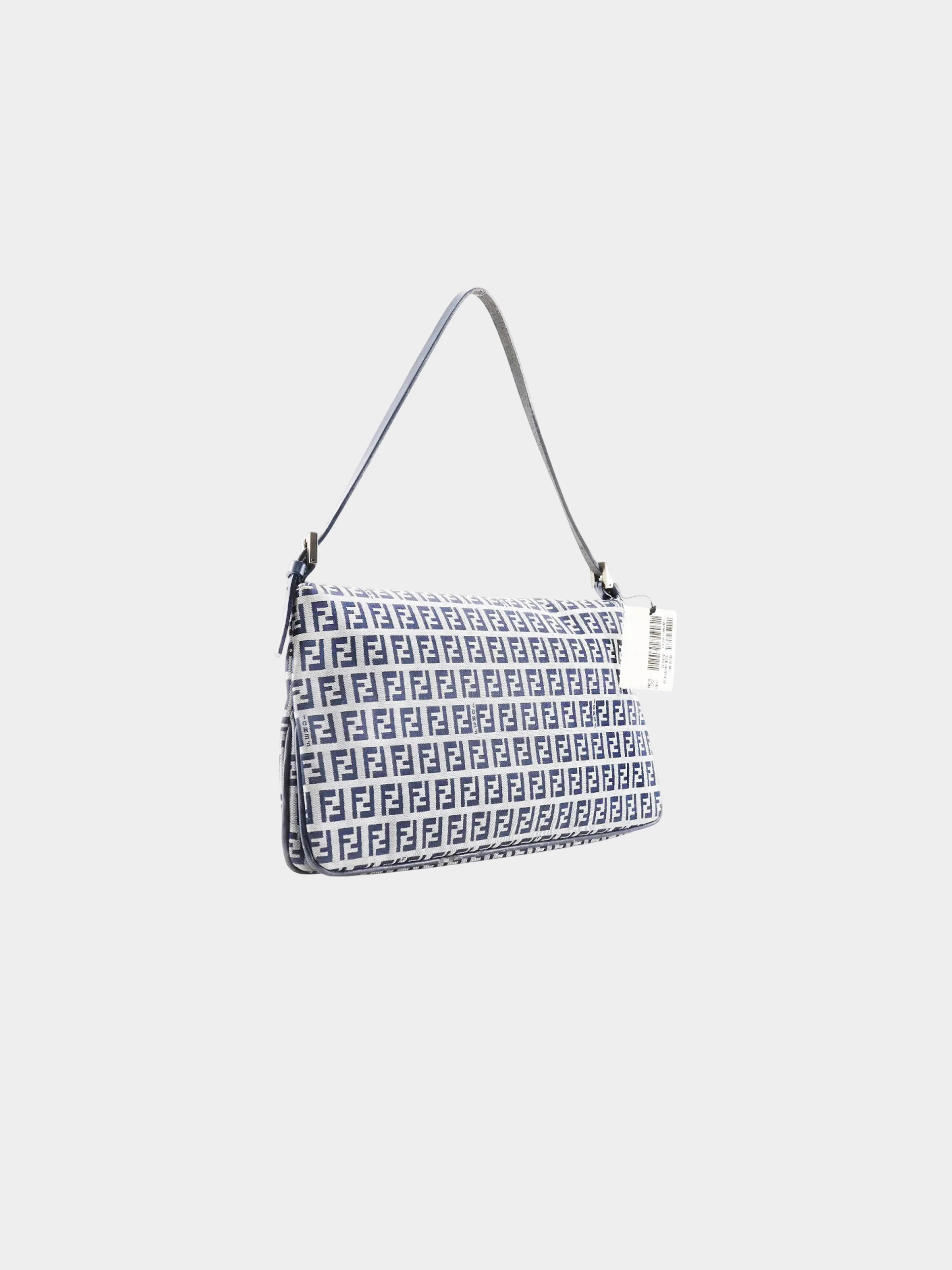 Fendi 2000s Navy and Grey Canvas Zucchino Shoulder Bag - Image 2
