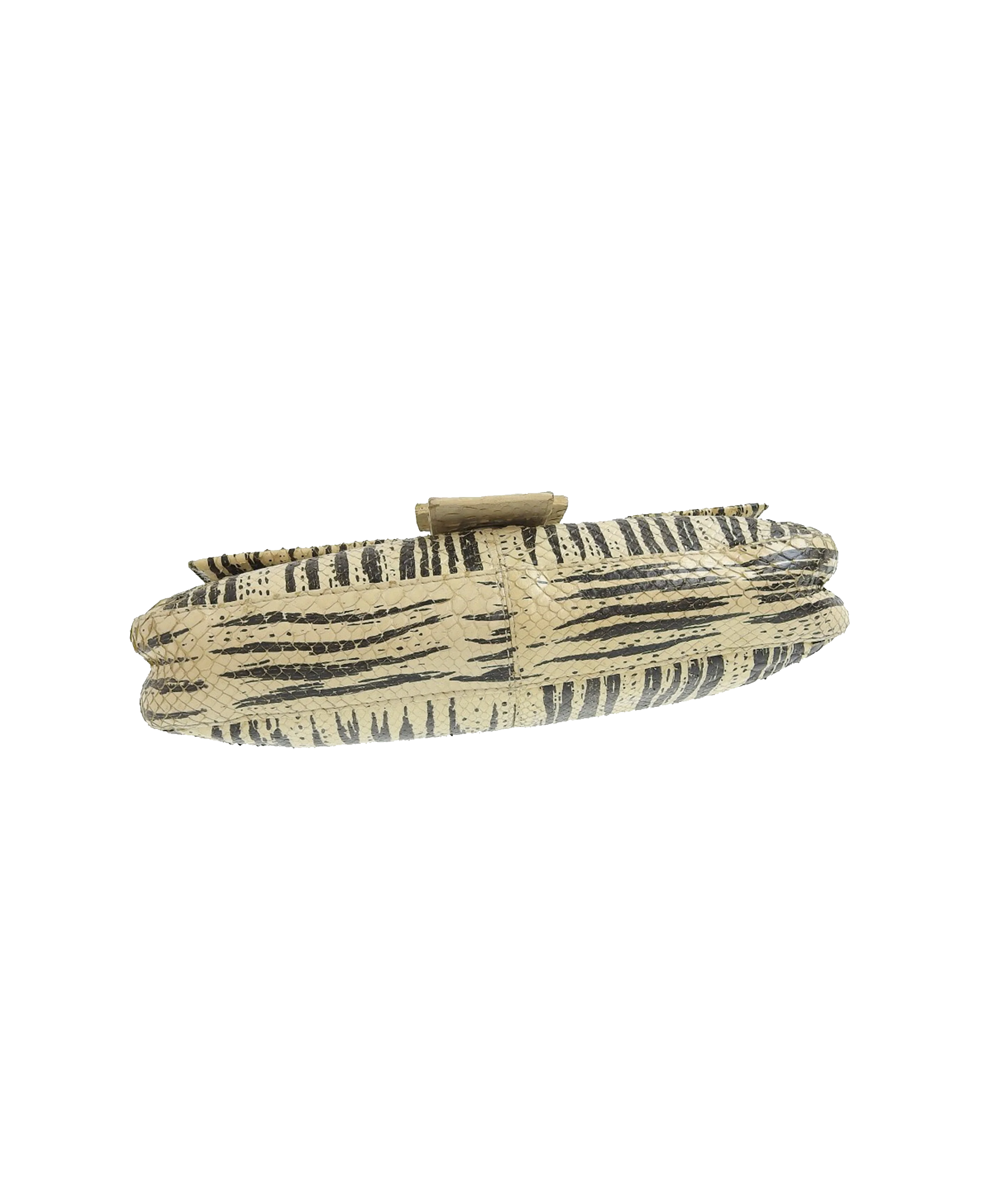Fendi 2000s Python Leather Beige Striped Baguette - Image 2