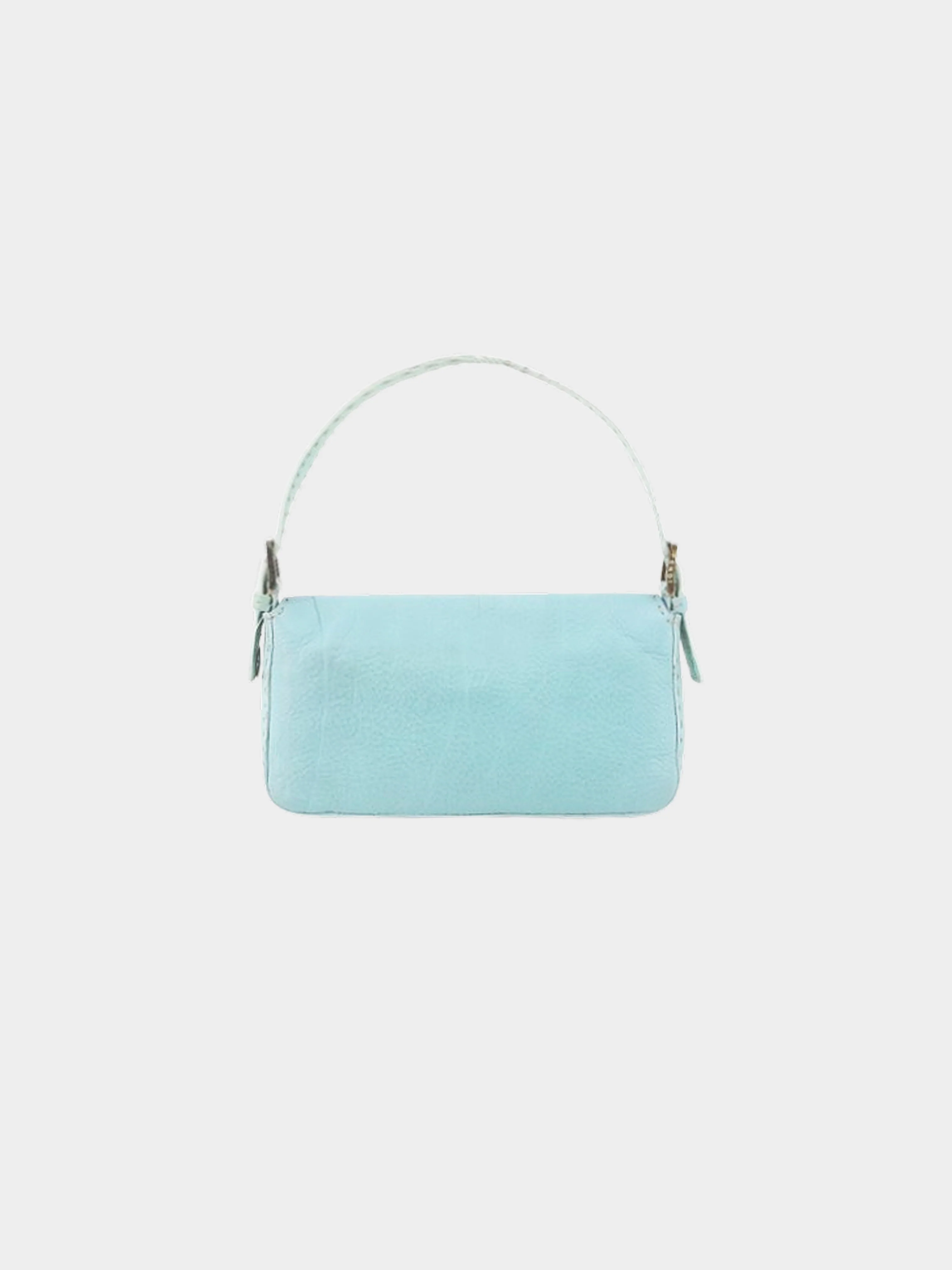 Fendi 2000s Sky Blue Pebbled Leather Selleria Baguette - Image 2