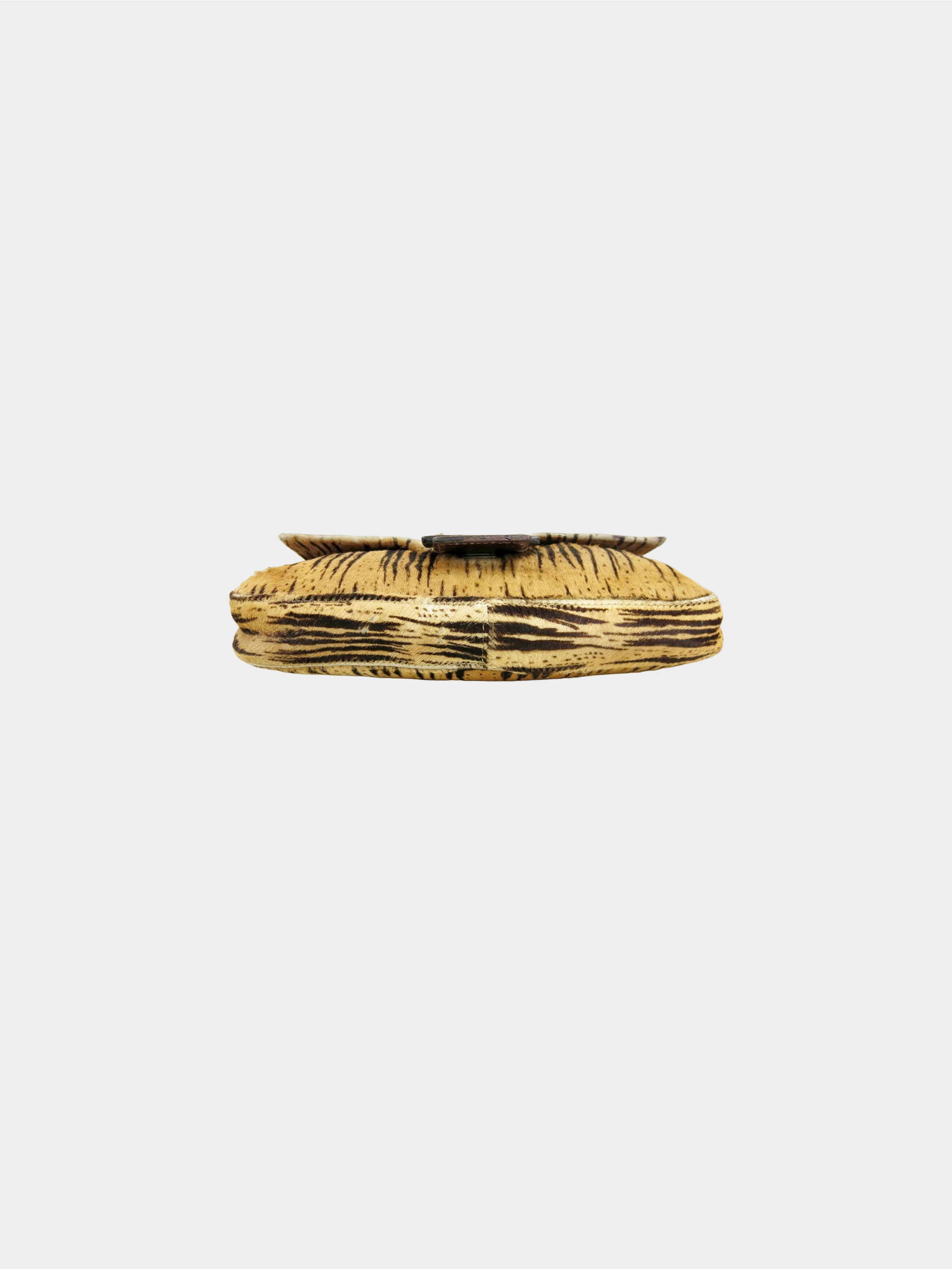 Fendi 2000s Stripe Printed Pony Hair Baguette - Image 3