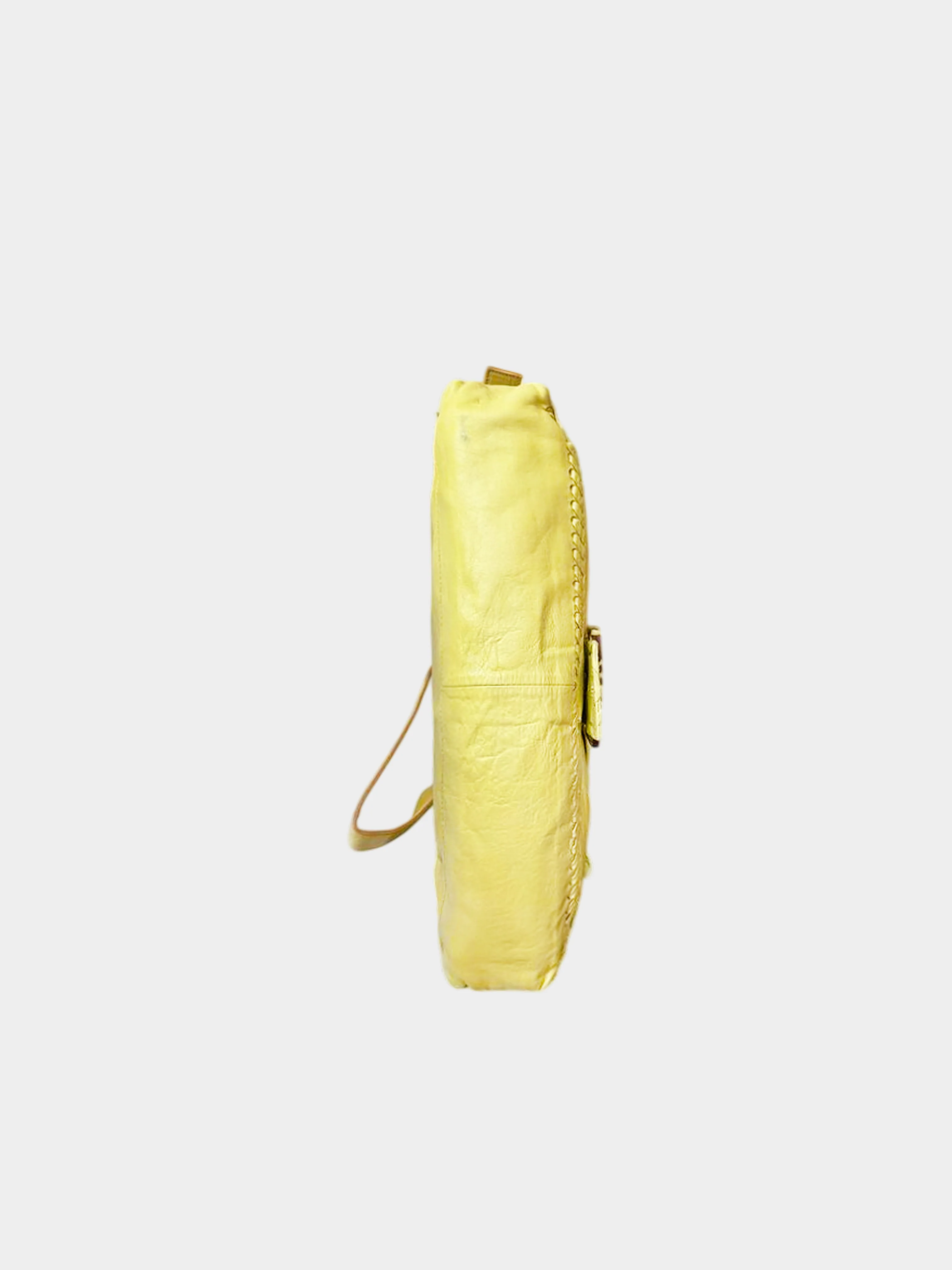 Fendi 2005 Yellow Leather Whipstitch XL Baguette - Image 2