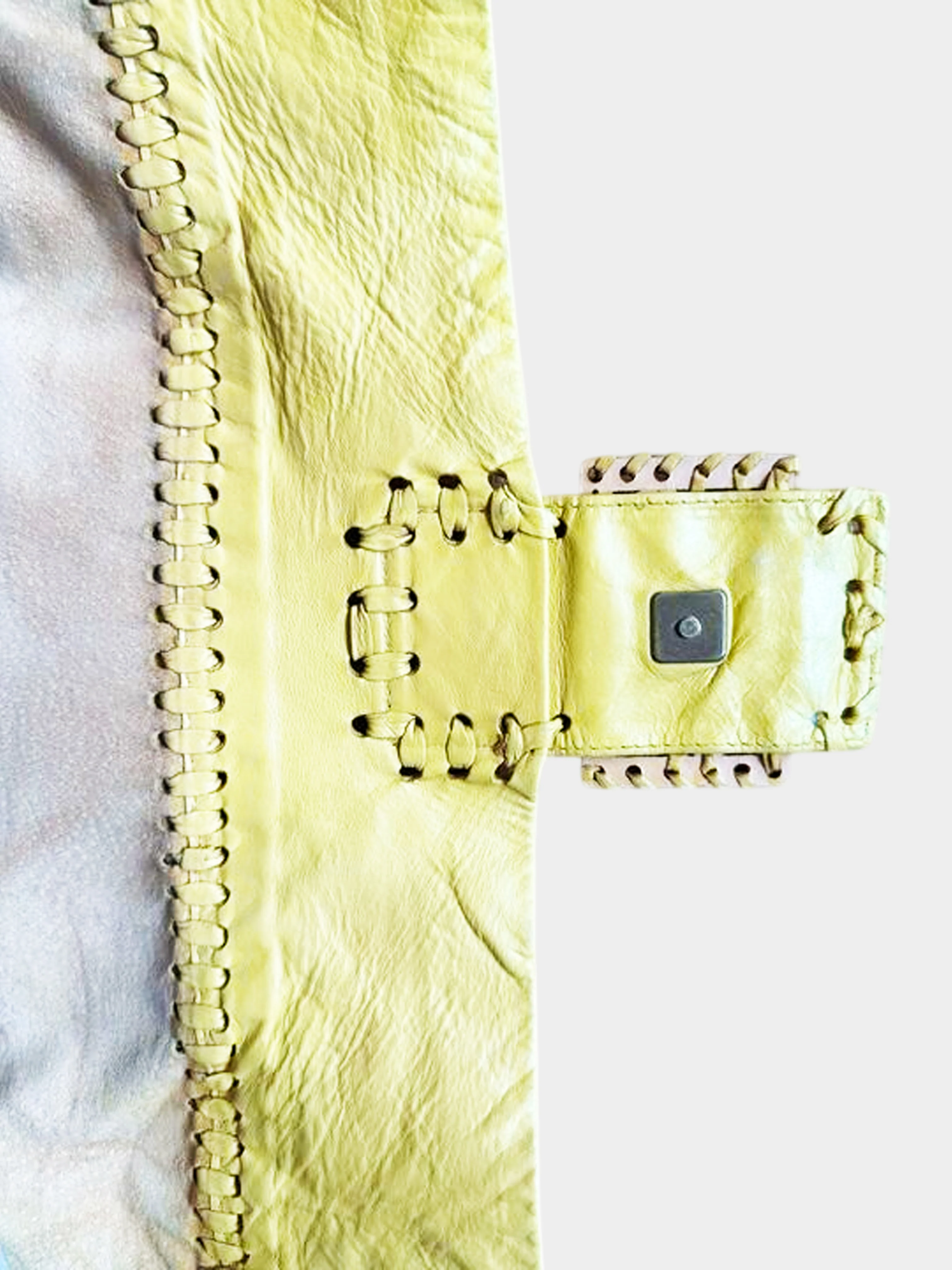 Fendi 2005 Yellow Leather Whipstitch XL Baguette - Image 4