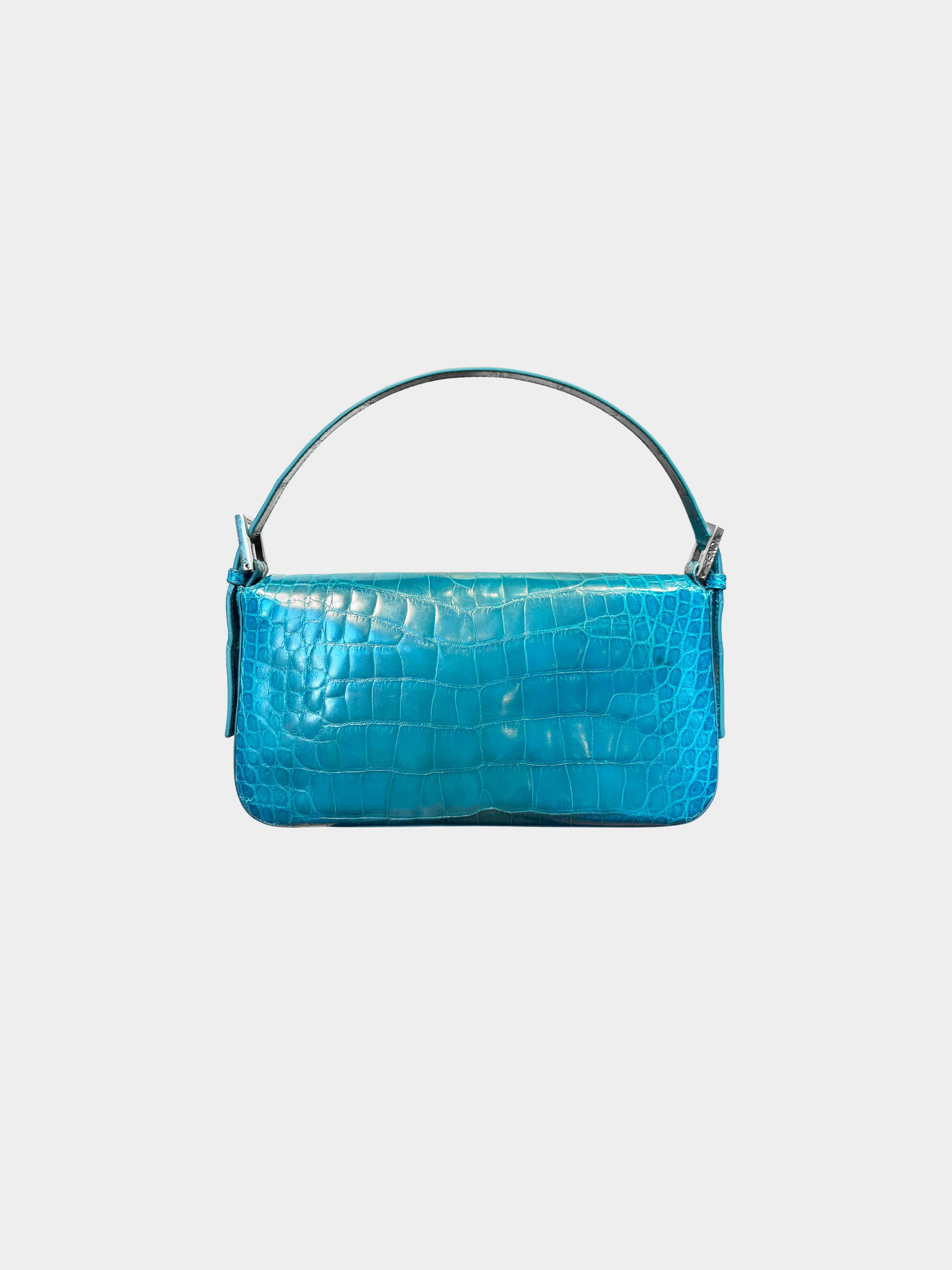Fendi 2006 Blue Crocodile Leather Baguette - Image 2