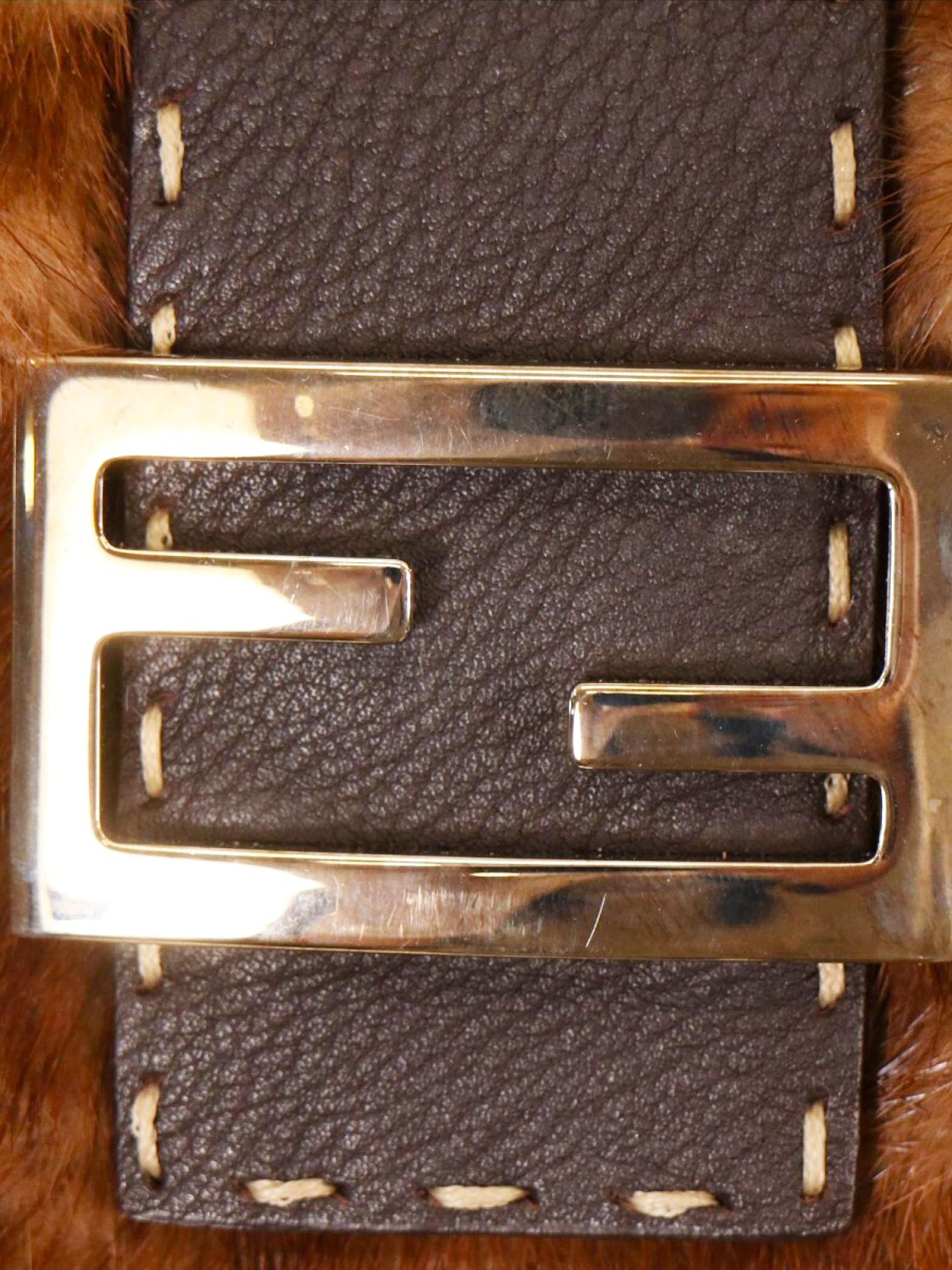 Fendi 2008 Brown Selleria Mink Fur Baguette - Image 5
