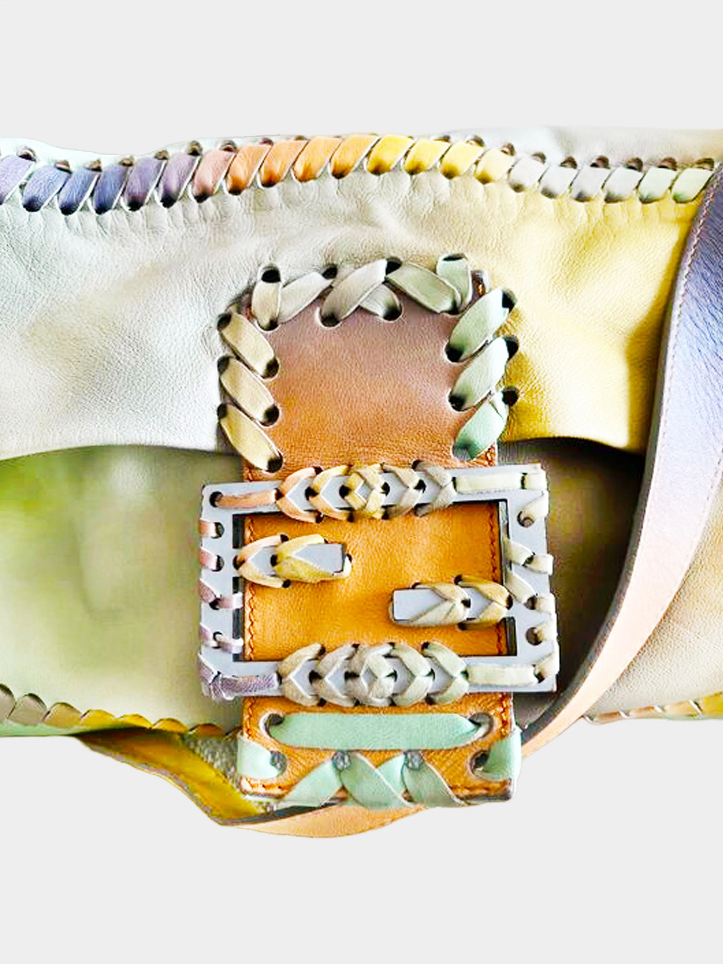 Fendi 2008 Pastel Rainbow Whipstitch Baguette - Image 4