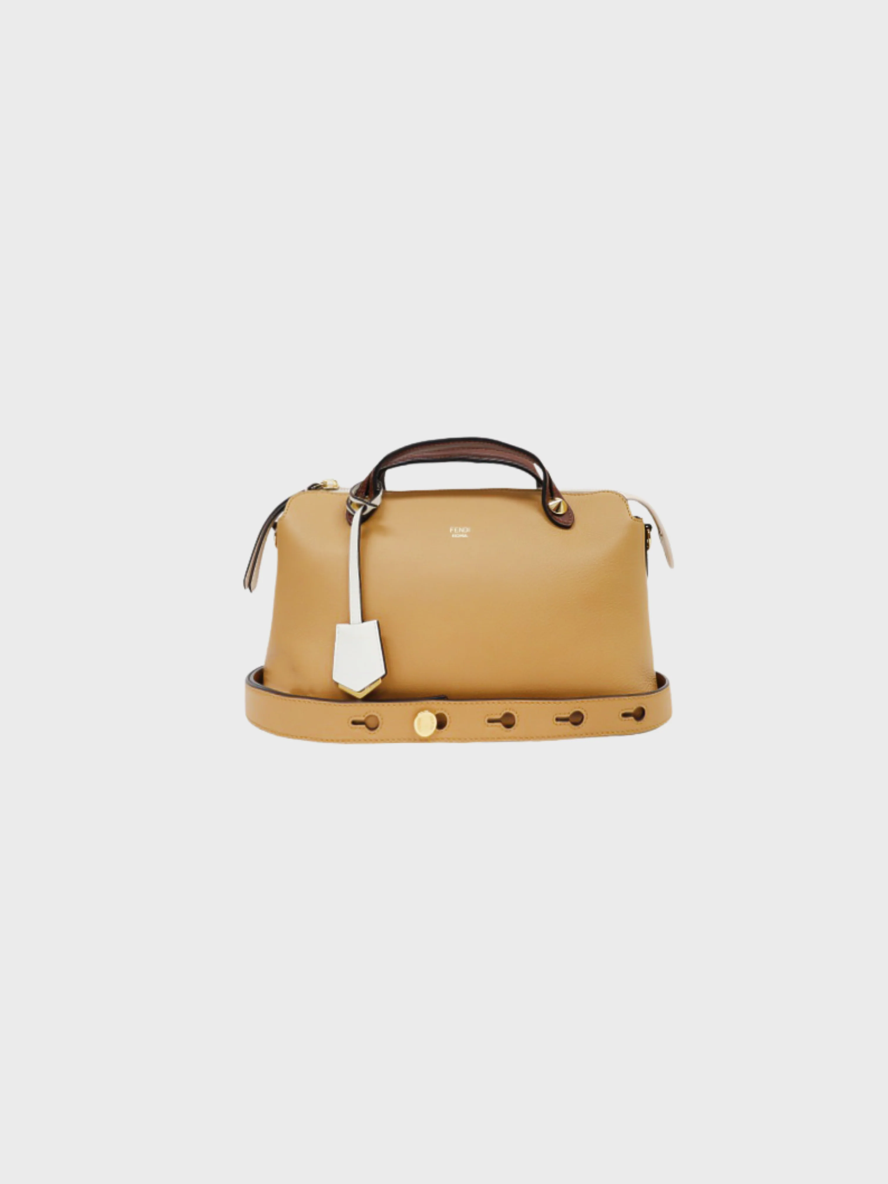 Fendi 2010s Beige Brown White Leather By The Way Medium Bag