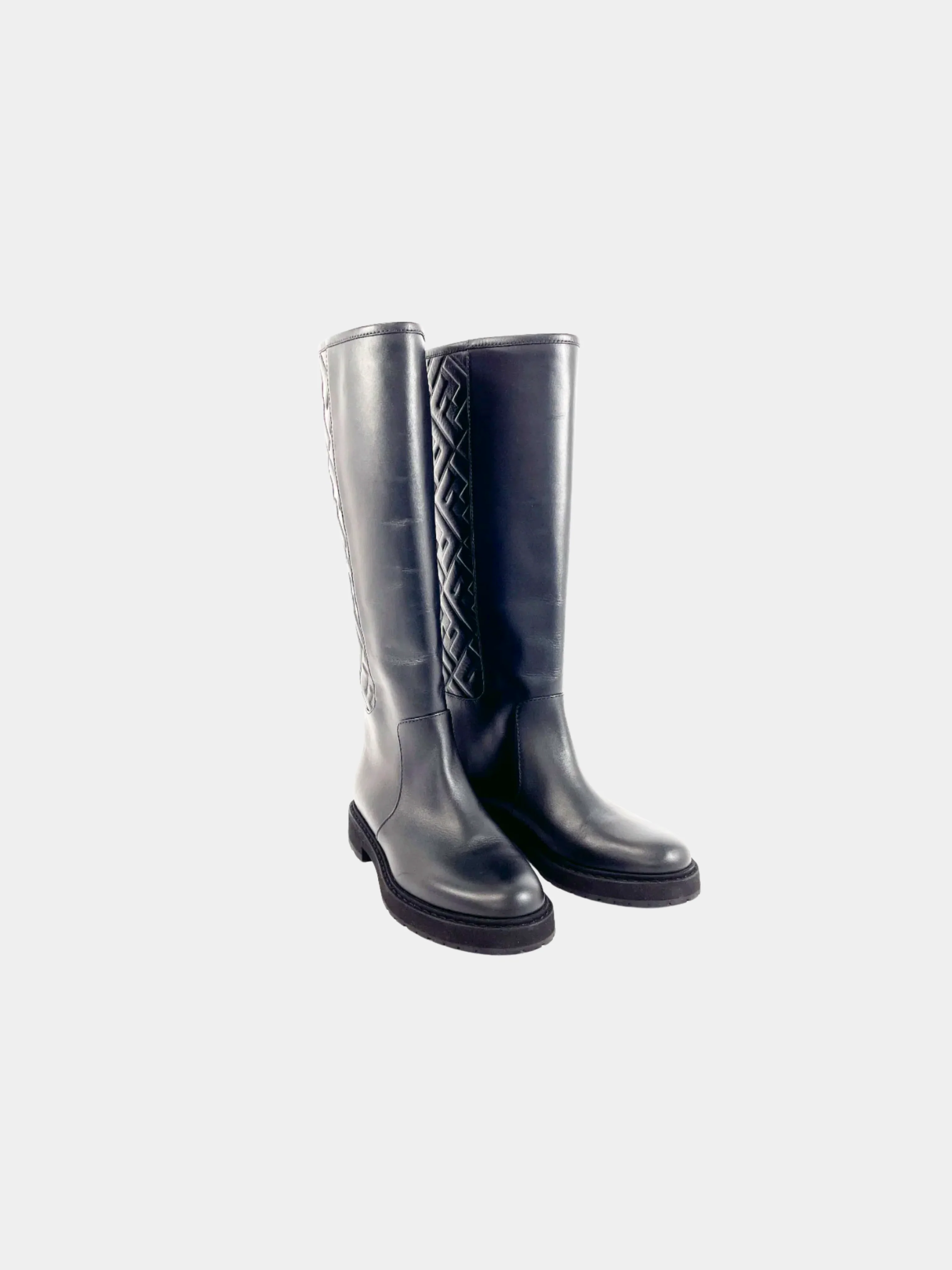 Fendi 2010s Black Leather Zucca Boots - Image 2