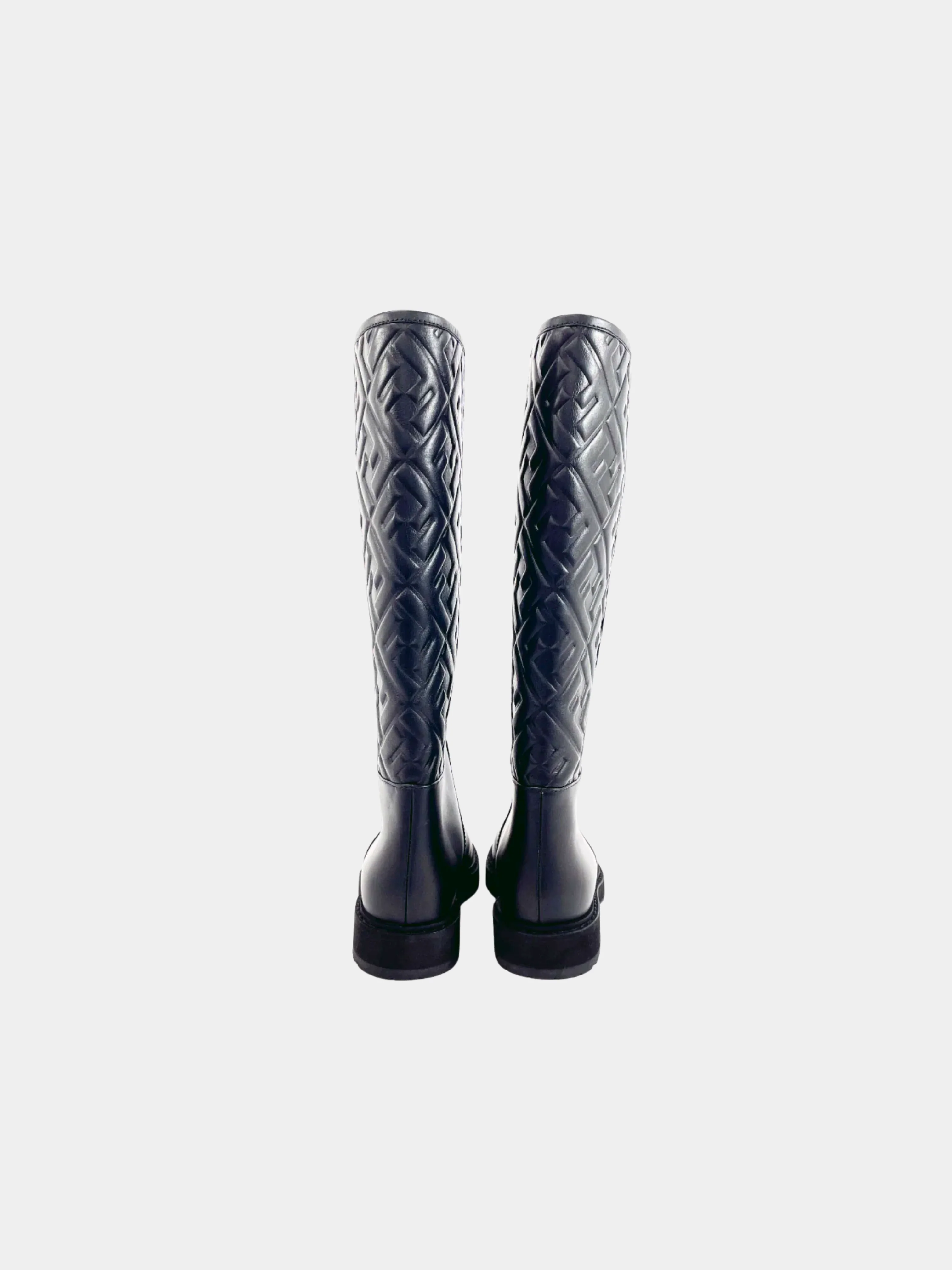 Fendi 2010s Black Leather Zucca Boots - Image 3