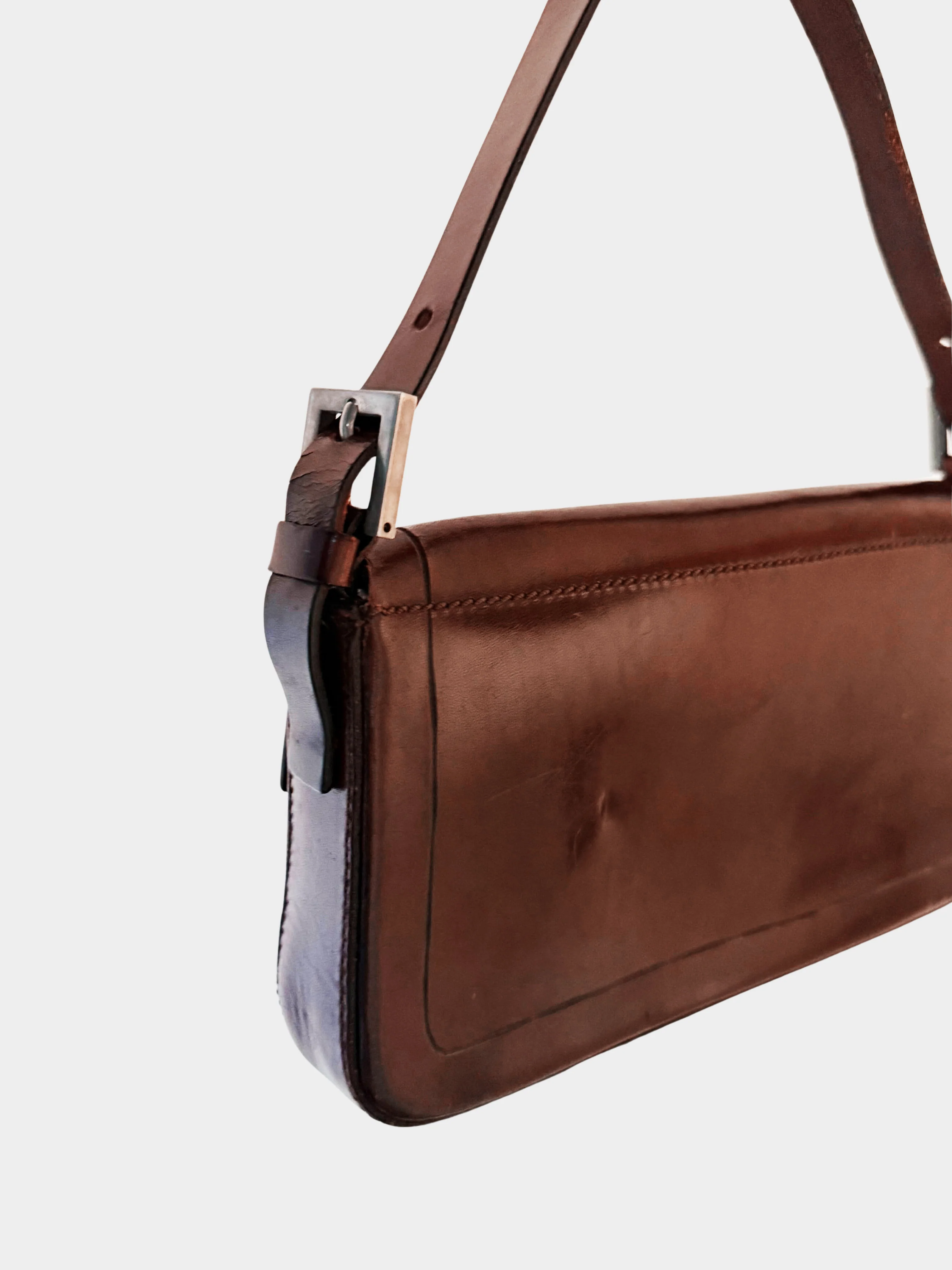 Fendi 2010s Brown Calfskin Leather Baguette - Image 4
