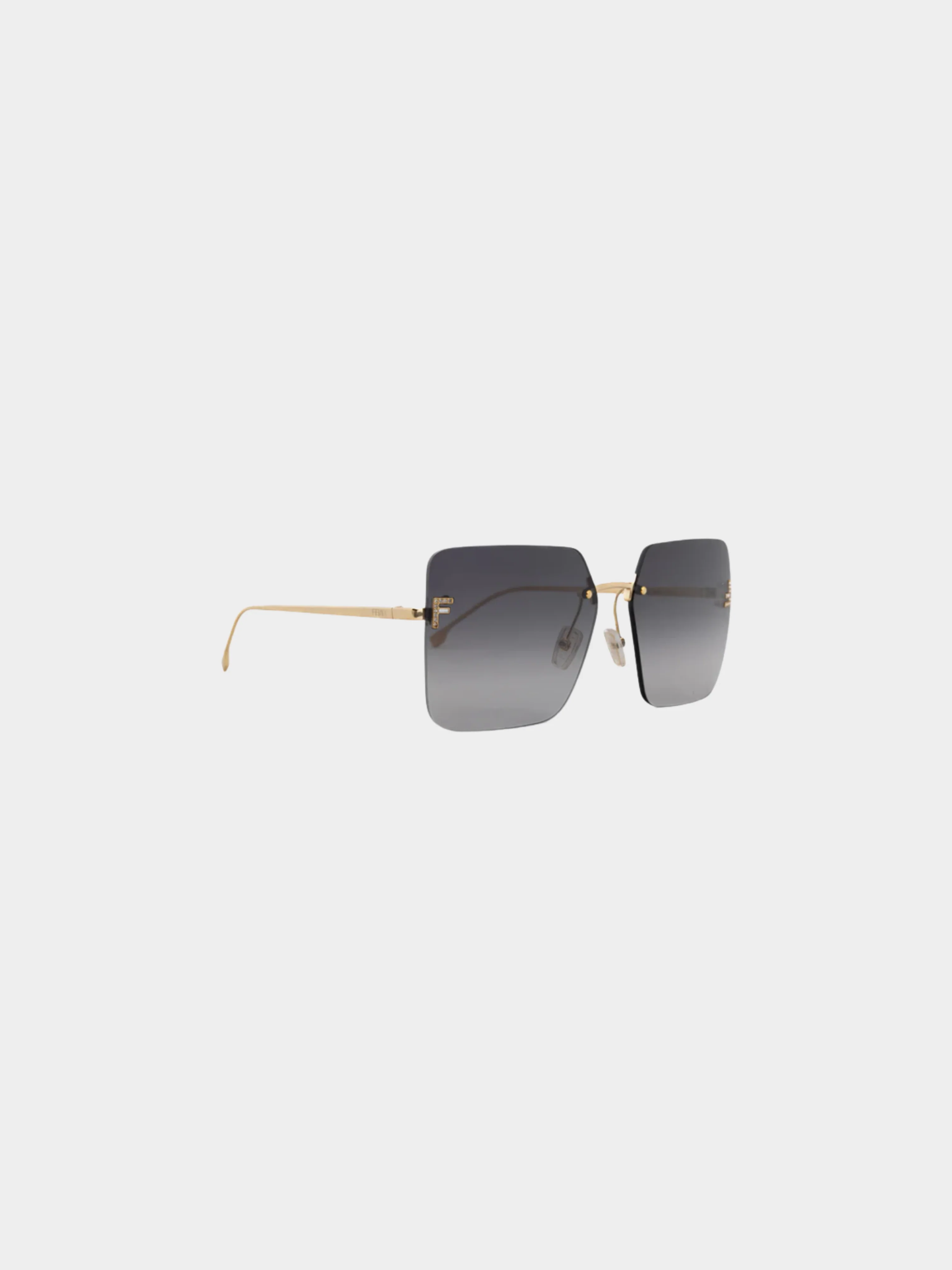 Fendi 2010s First Gold-Tone FF-Crystal Square Sunglasses