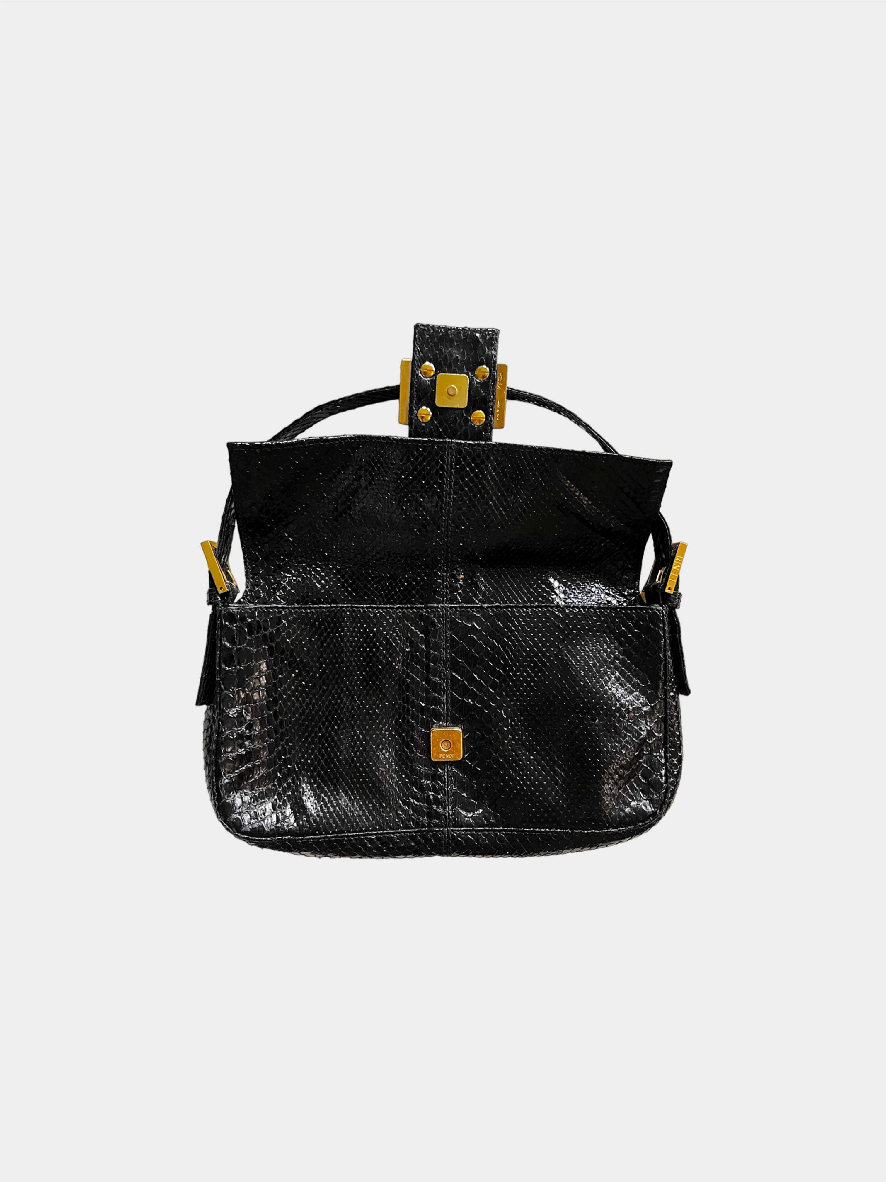 Fendi 2010s Limited Edition Black Snakeskin Baguette - Image 3