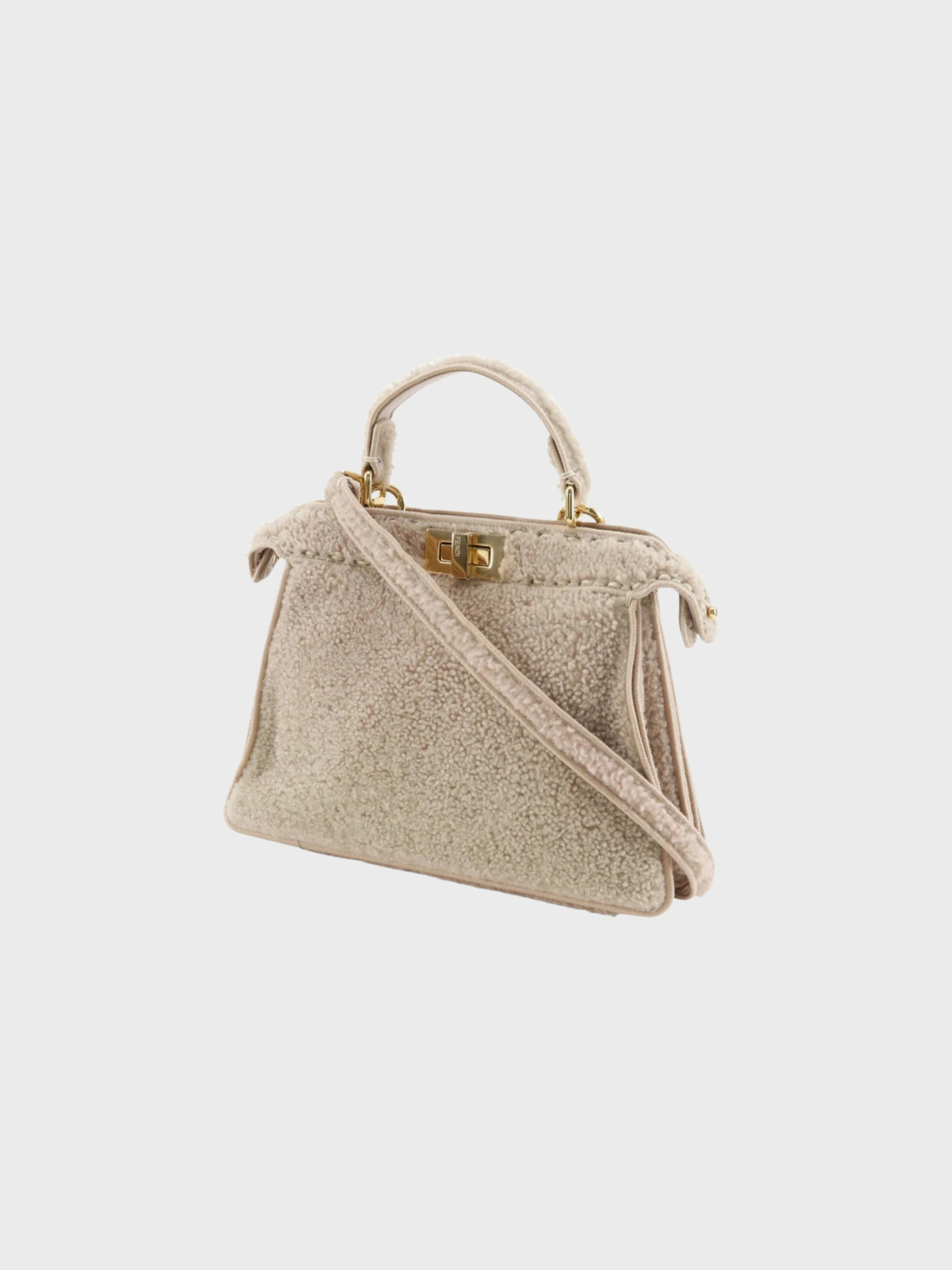 Fendi 2010s Pink Beige Shearling Peekaboo 2Way Handbag - Image 2