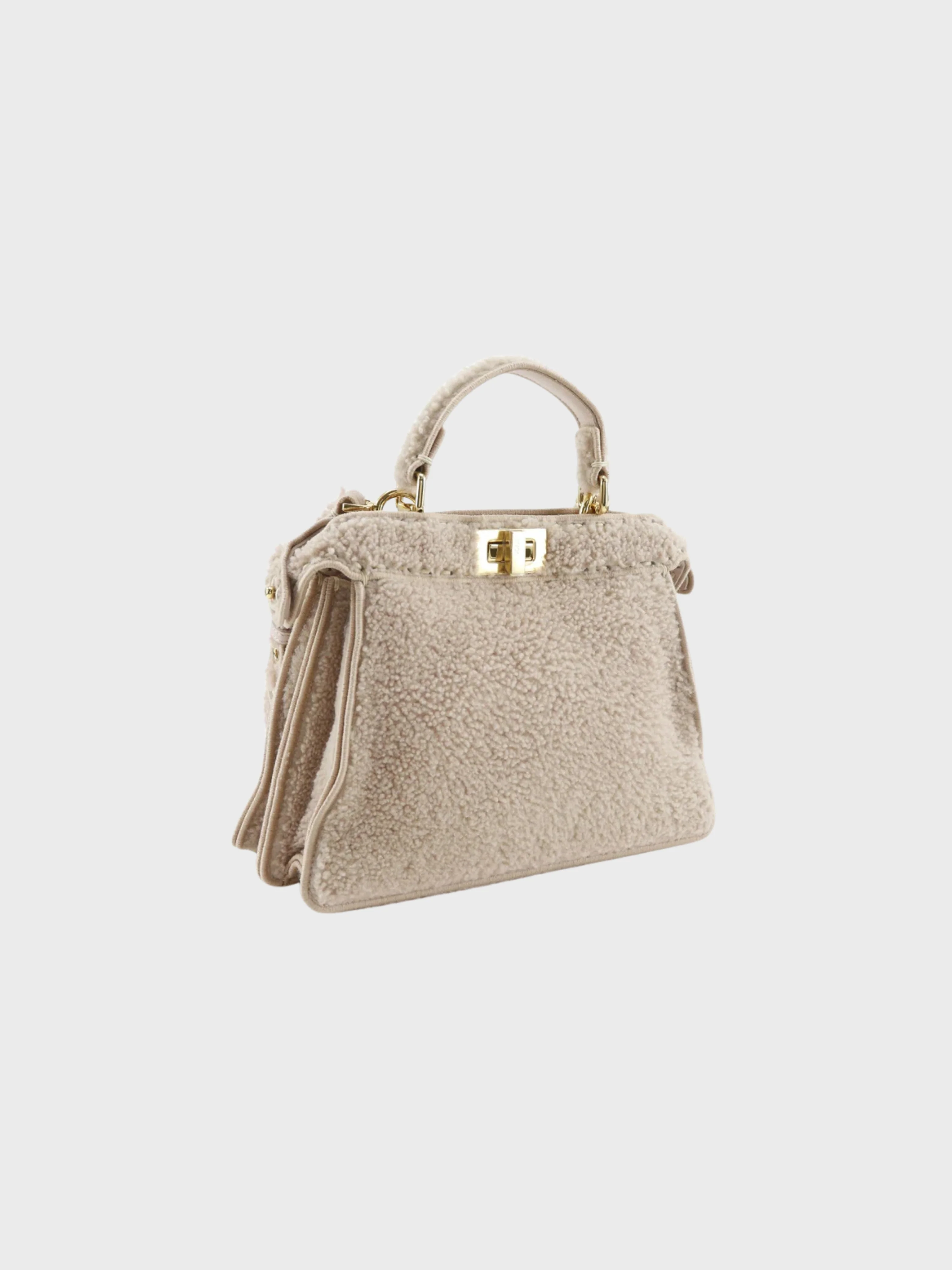Fendi 2010s Pink Beige Shearling Peekaboo 2Way Handbag - Image 3