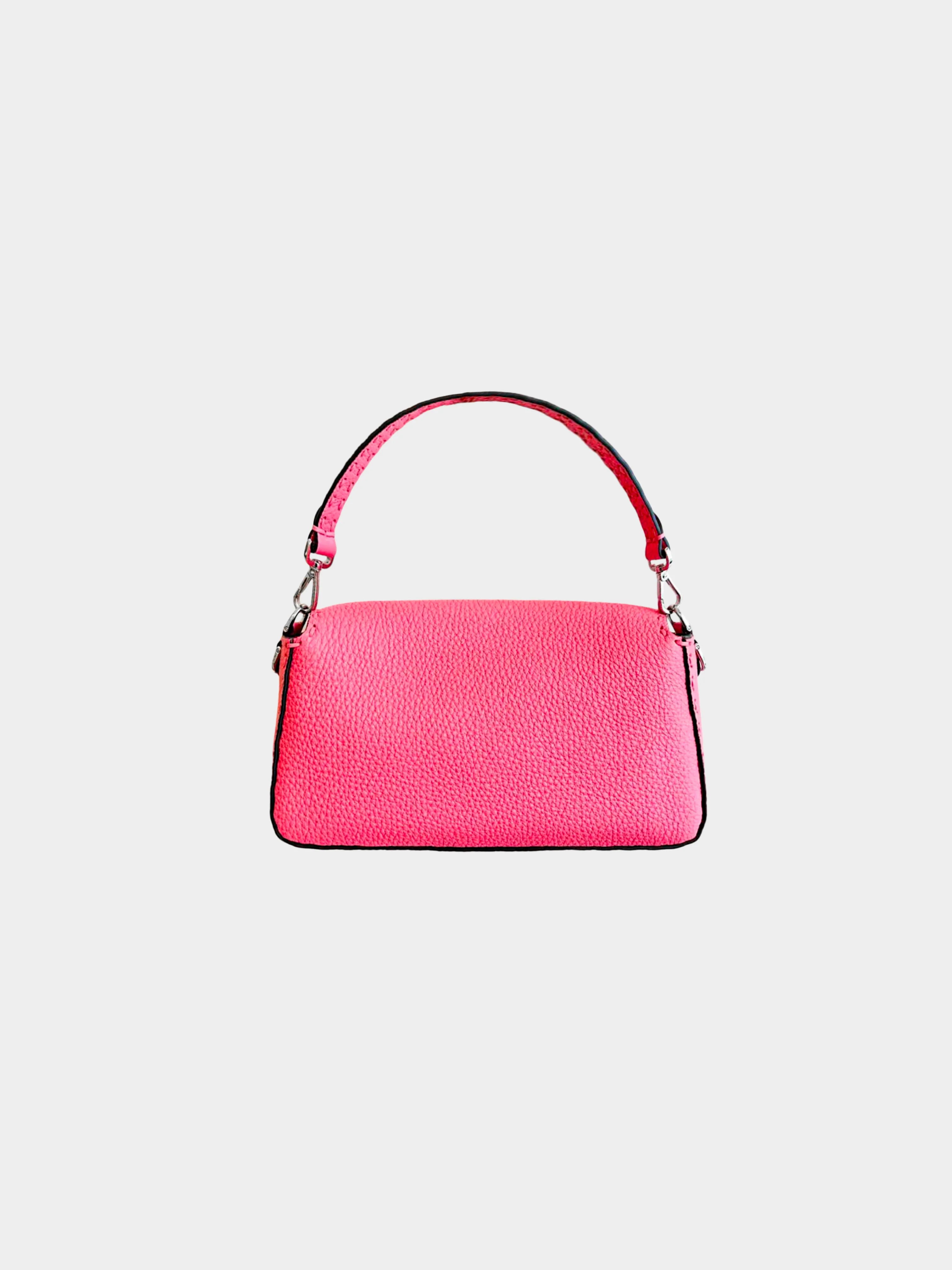 Fendi 2010s Pink Pebbled Leather Selleria Baguette - Image 2