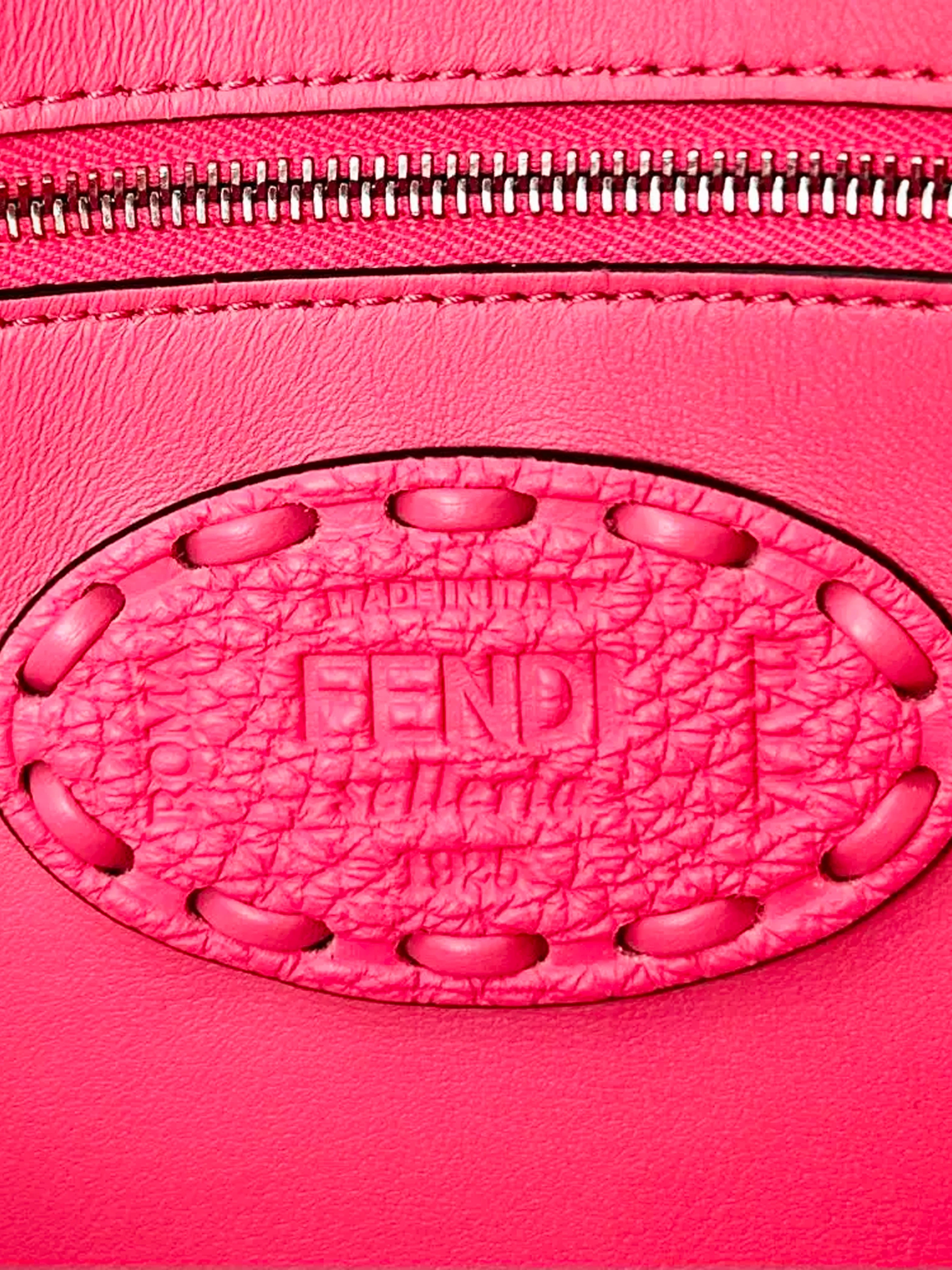Fendi 2010s Pink Pebbled Leather Selleria Baguette - Image 5