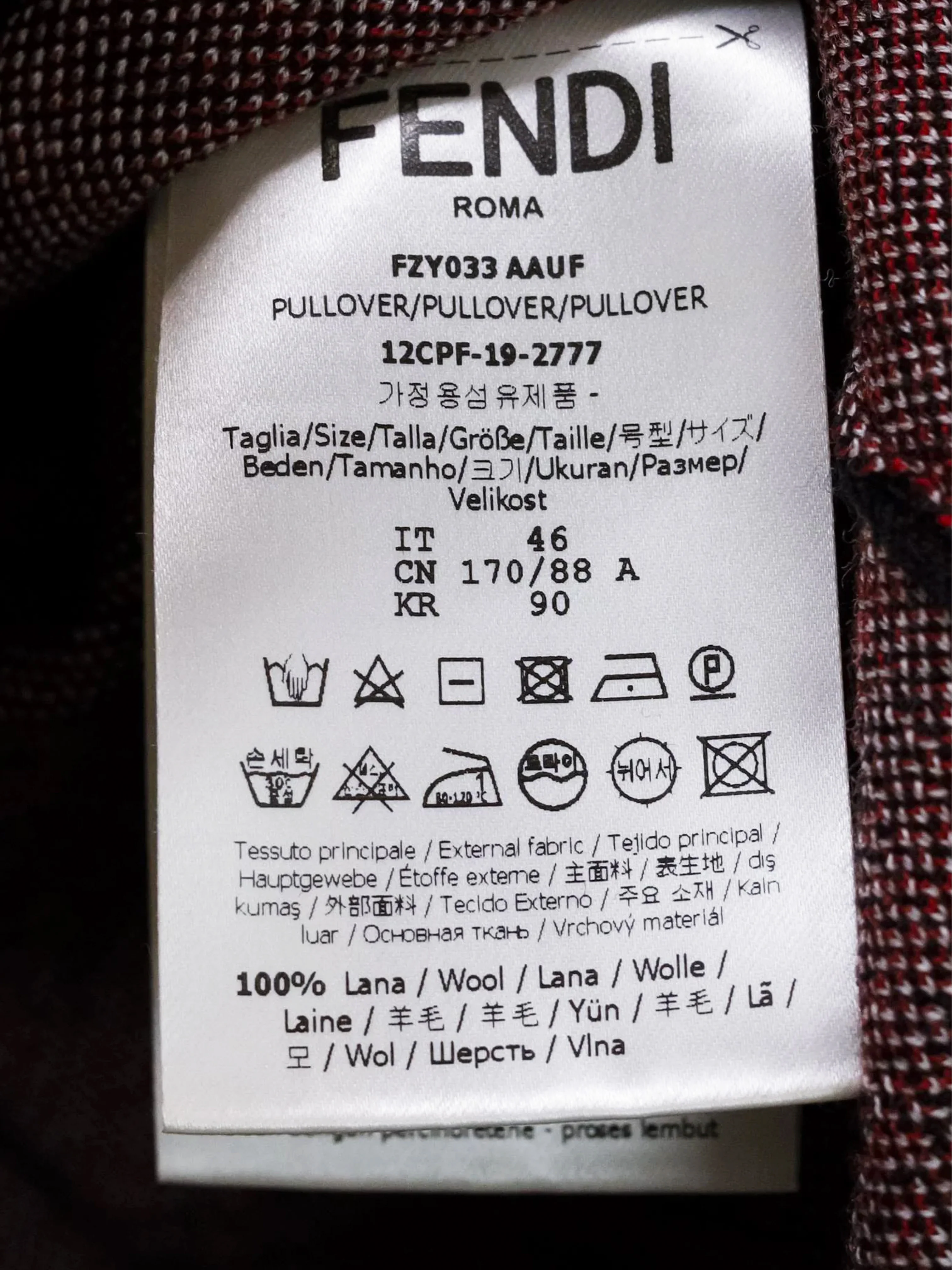 Fendi 2019 Men's Brown Diagonal Striped FF Logo Wool Knit Sweater - Image 6