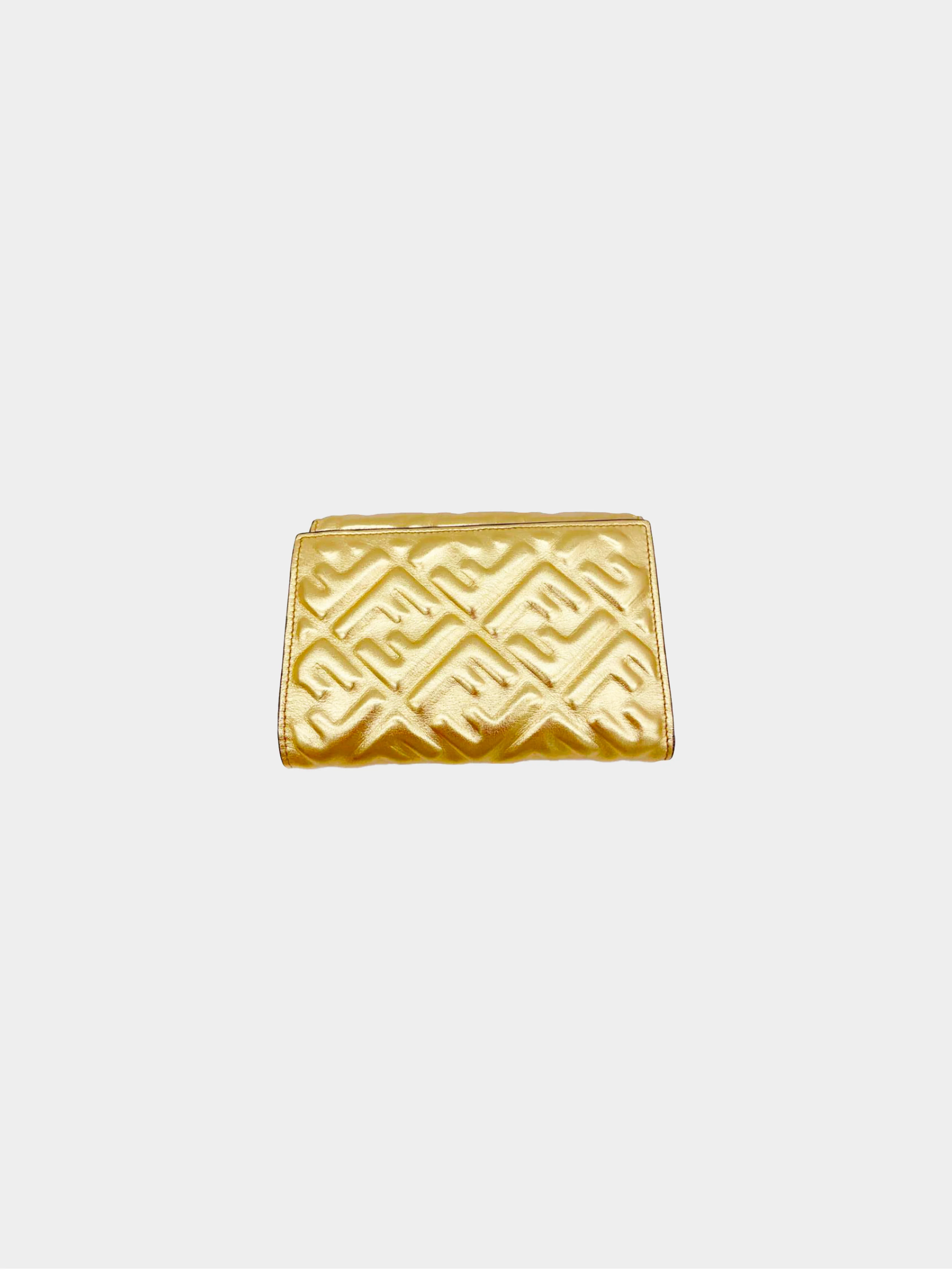 Fendi 2020s Embossed FF Metallic Leather Wallet - Image 2