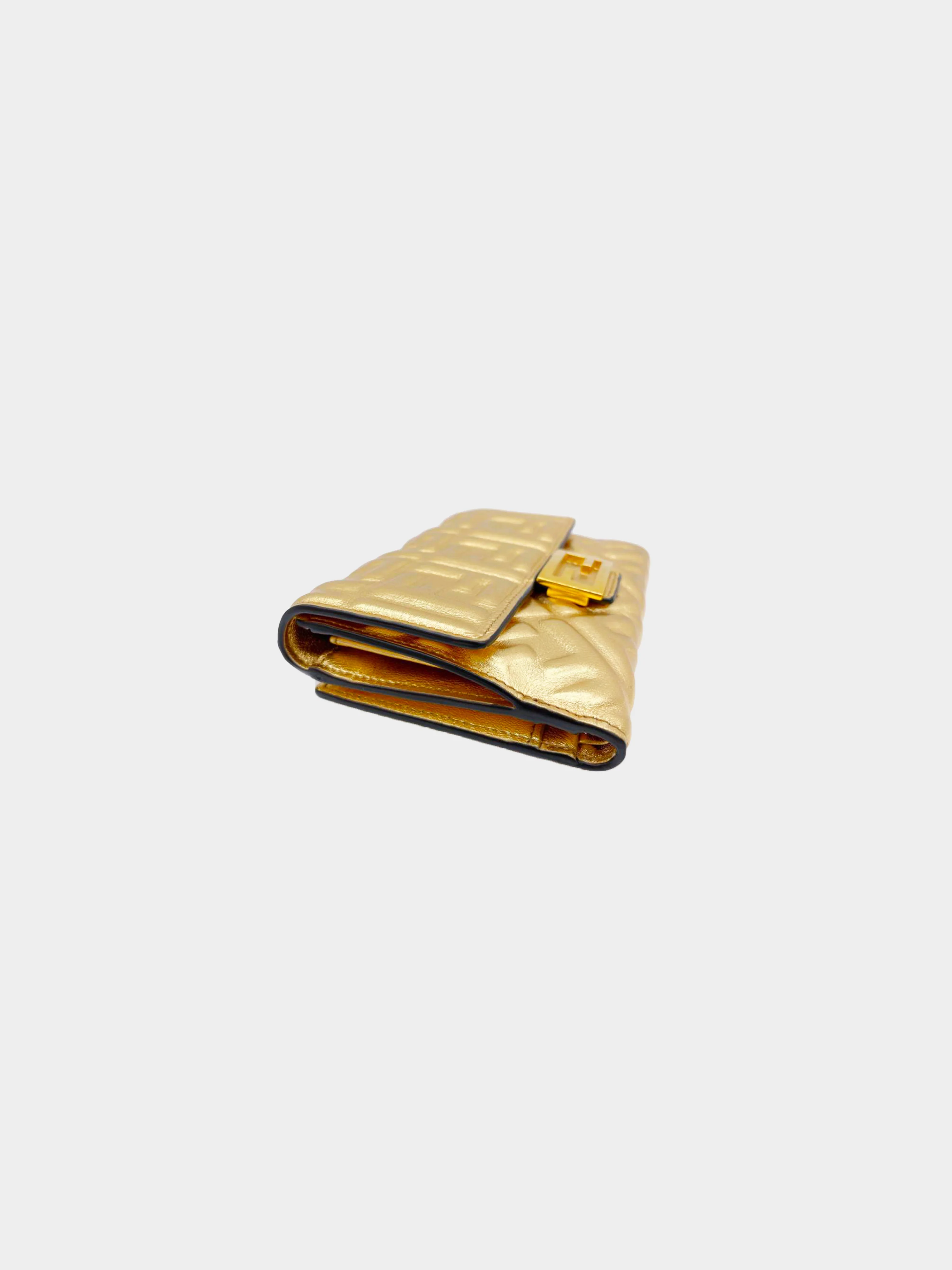 Fendi 2020s Embossed FF Metallic Leather Wallet - Image 3