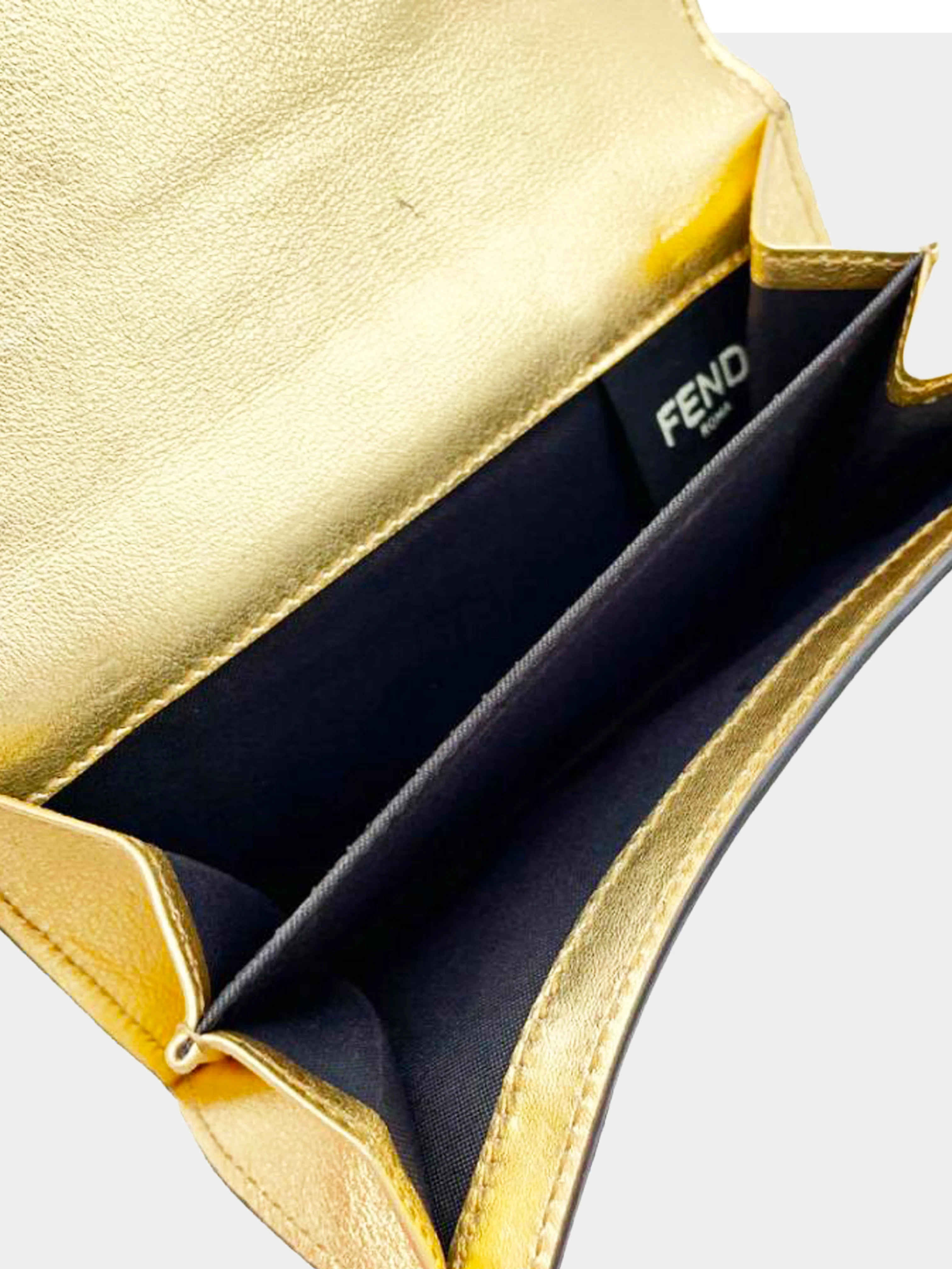 Fendi 2020s Embossed FF Metallic Leather Wallet - Image 5