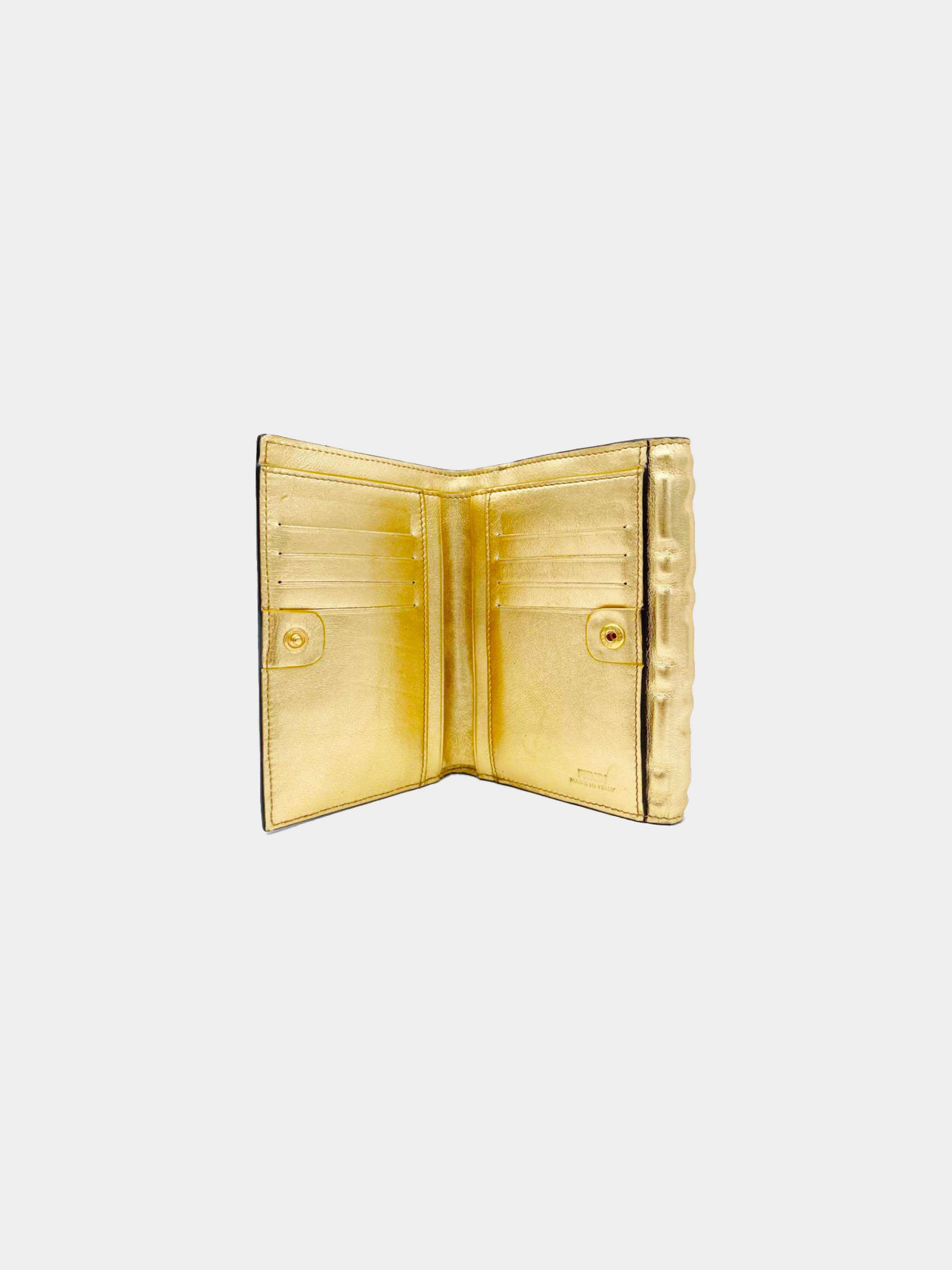 Fendi 2020s Embossed FF Metallic Leather Wallet - Image 6