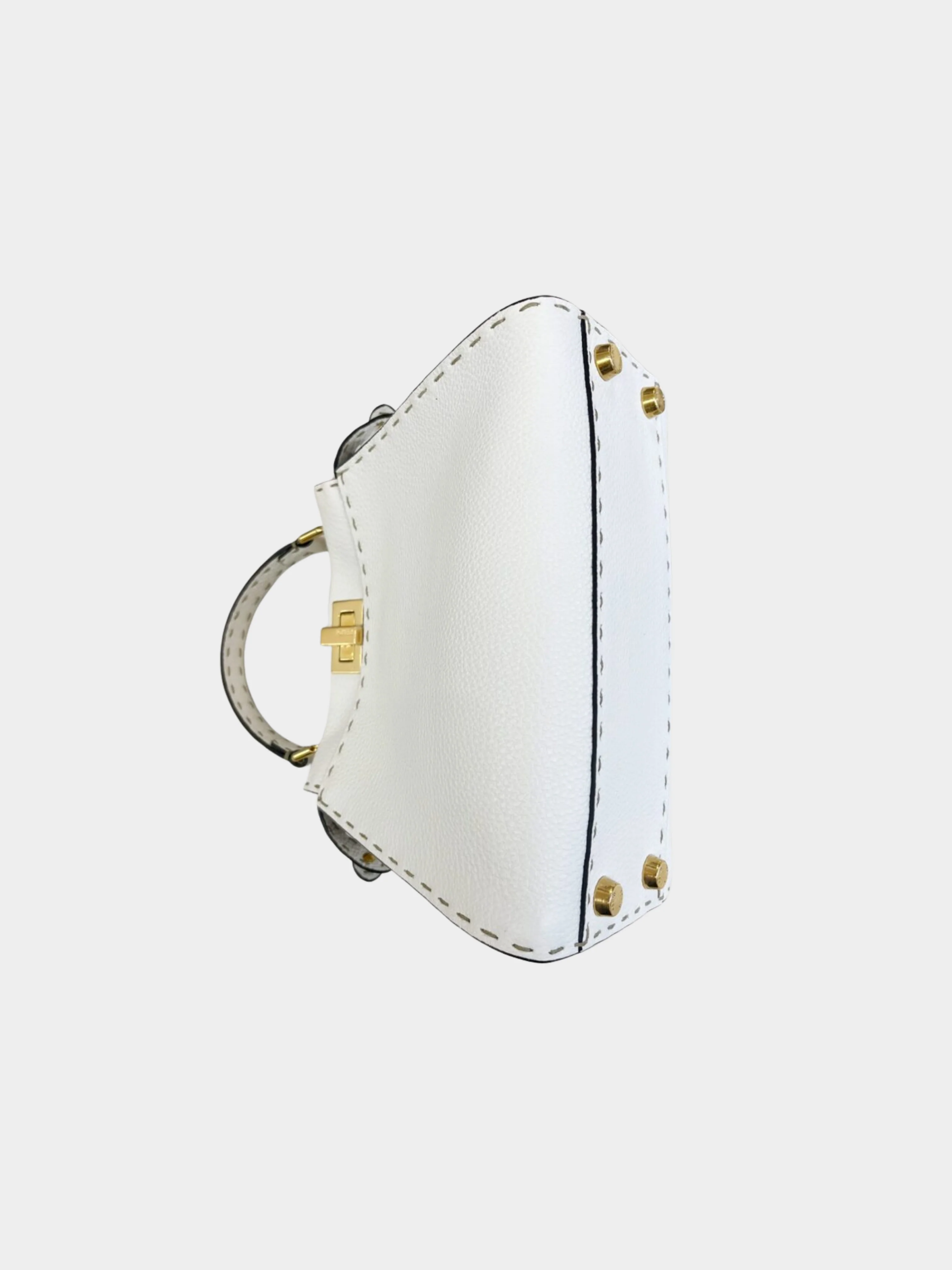 Fendi 2020s Ivory Selleria Leather Peekaboo Mini Bag - Image 4
