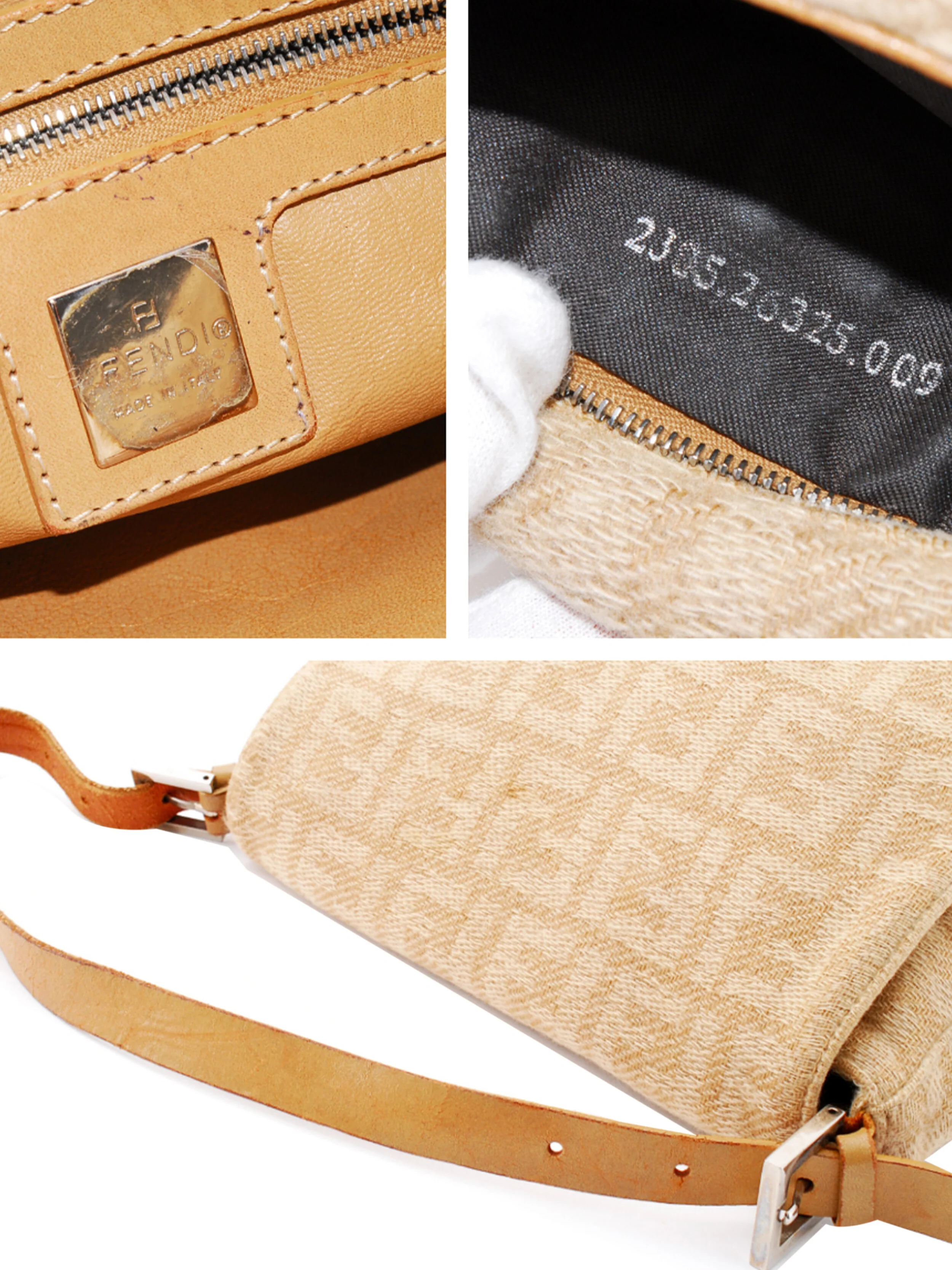 Fendi 2000s Beige Knit Baguette - Image 5