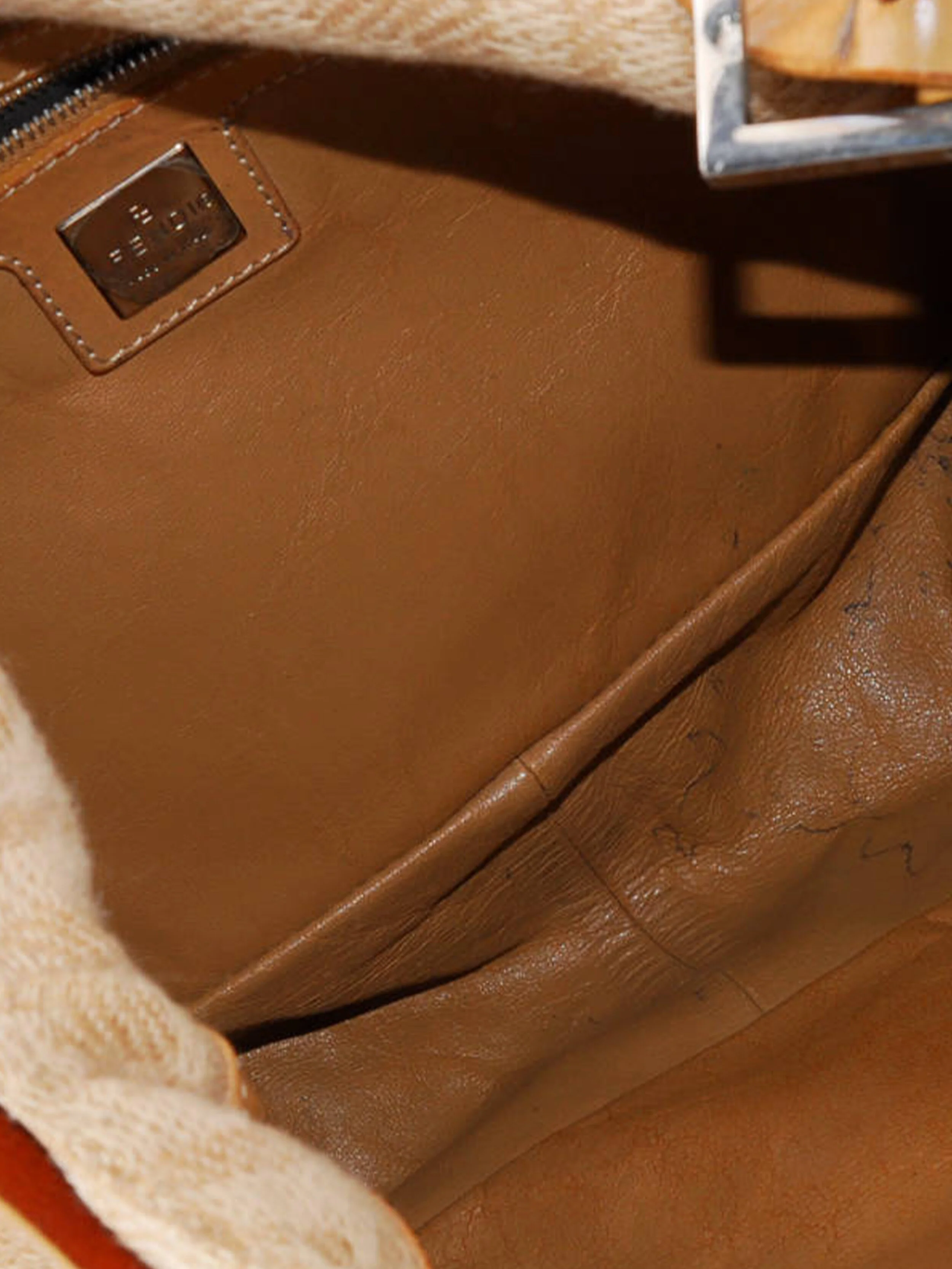 Fendi 2000s Beige Knit Baguette - Image 6