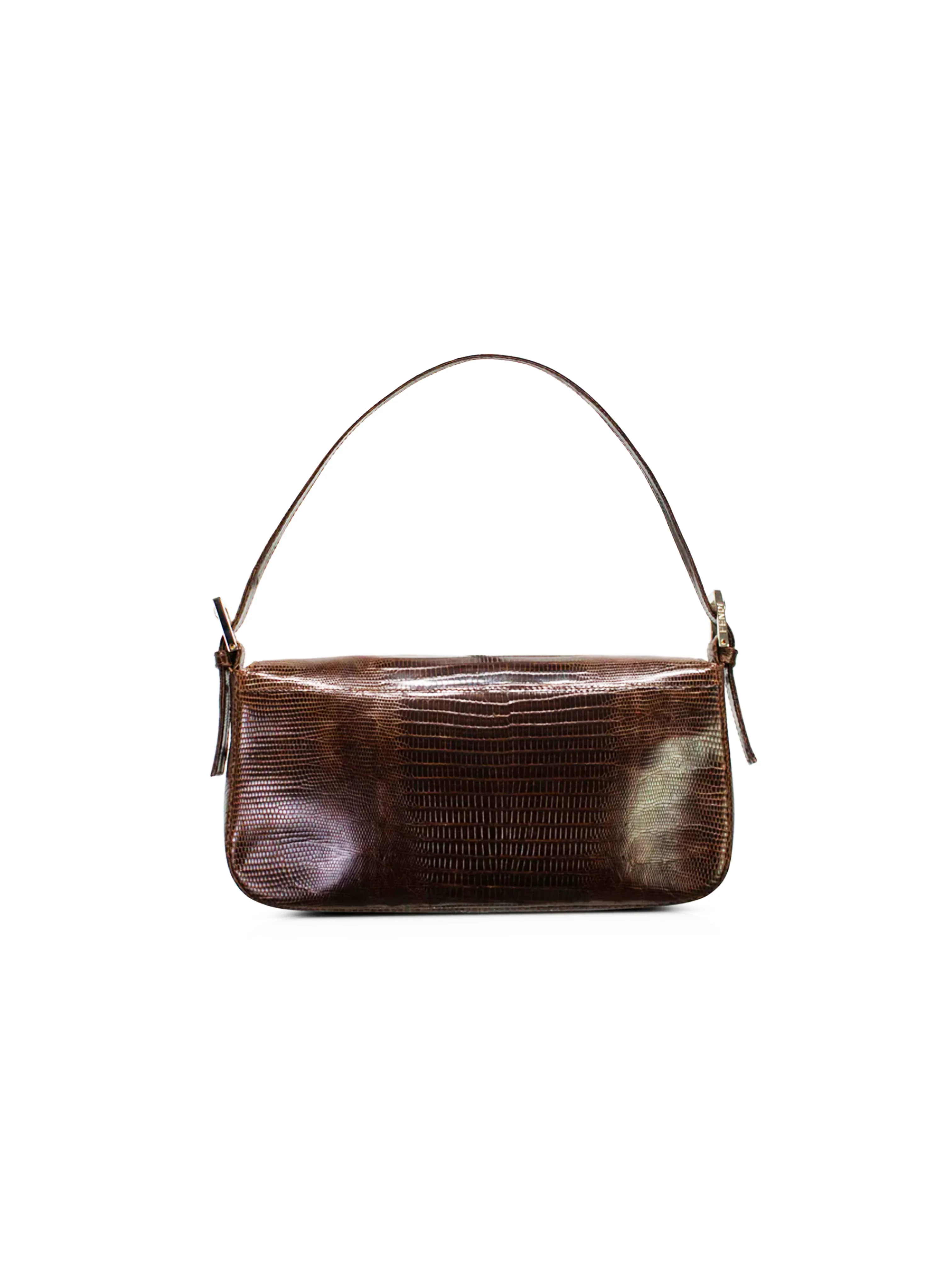 Fendi 2000s Brown and Purple Lizard Baguette Bag - Image 2