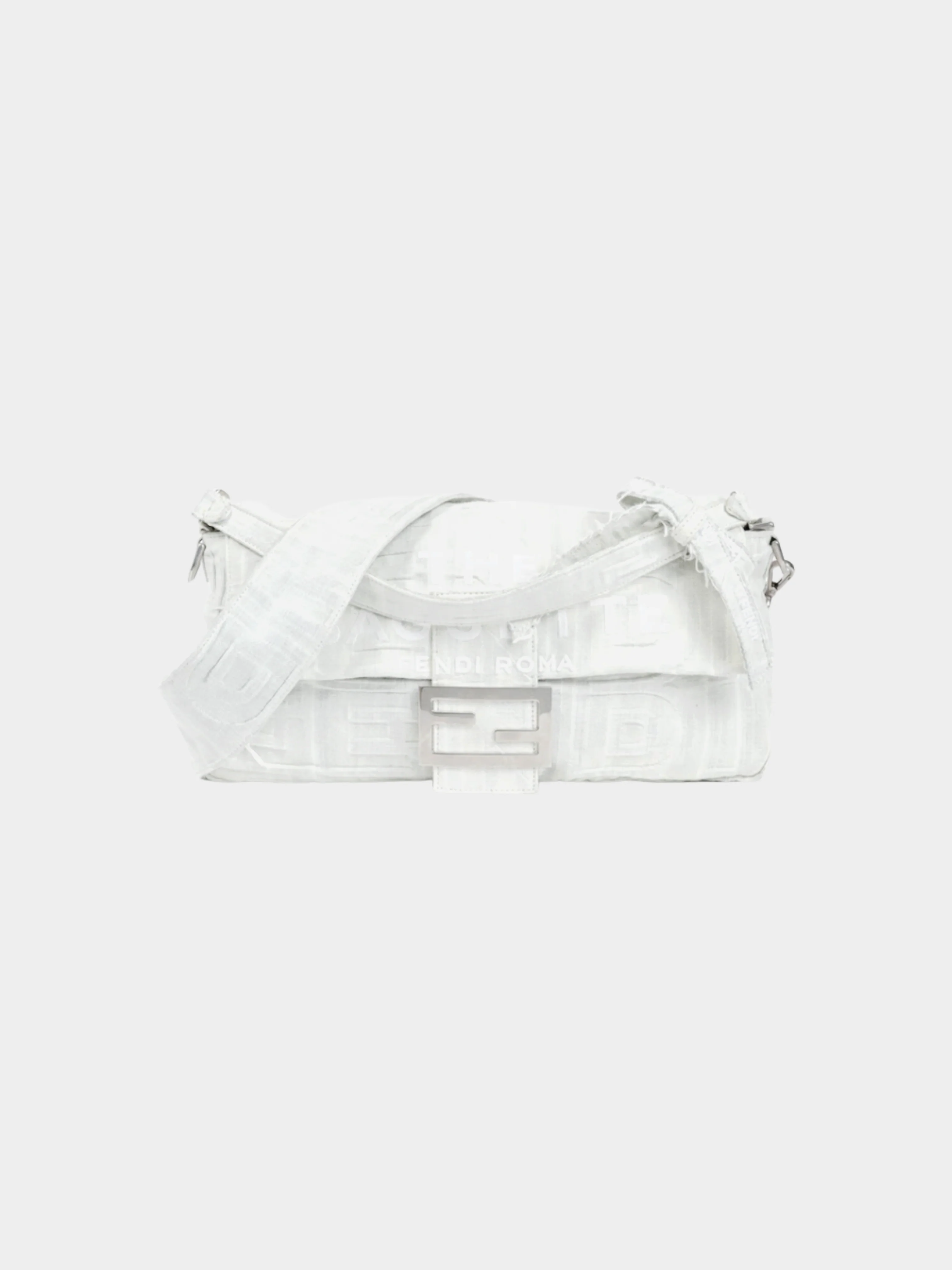 Fendi by Marc Jacobs SS 2023 Limited Maxi Baguette White Denim Shoulder Bag
