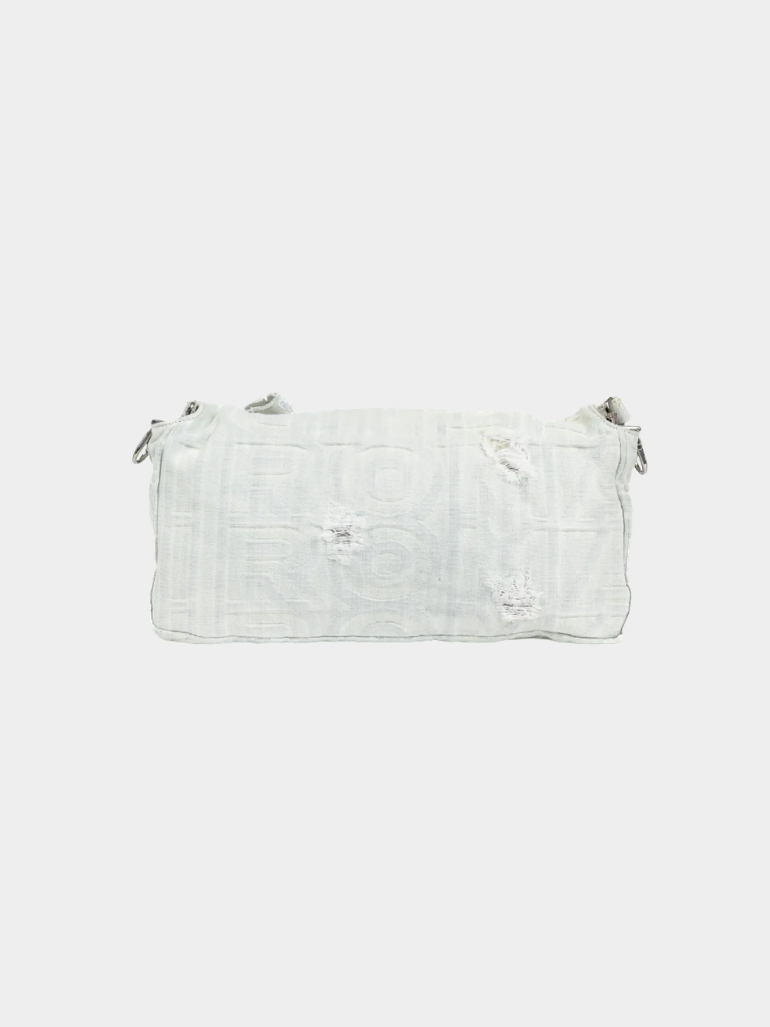 Fendi by Marc Jacobs SS 2023 Limited Maxi Baguette White Denim Shoulder Bag - Image 2