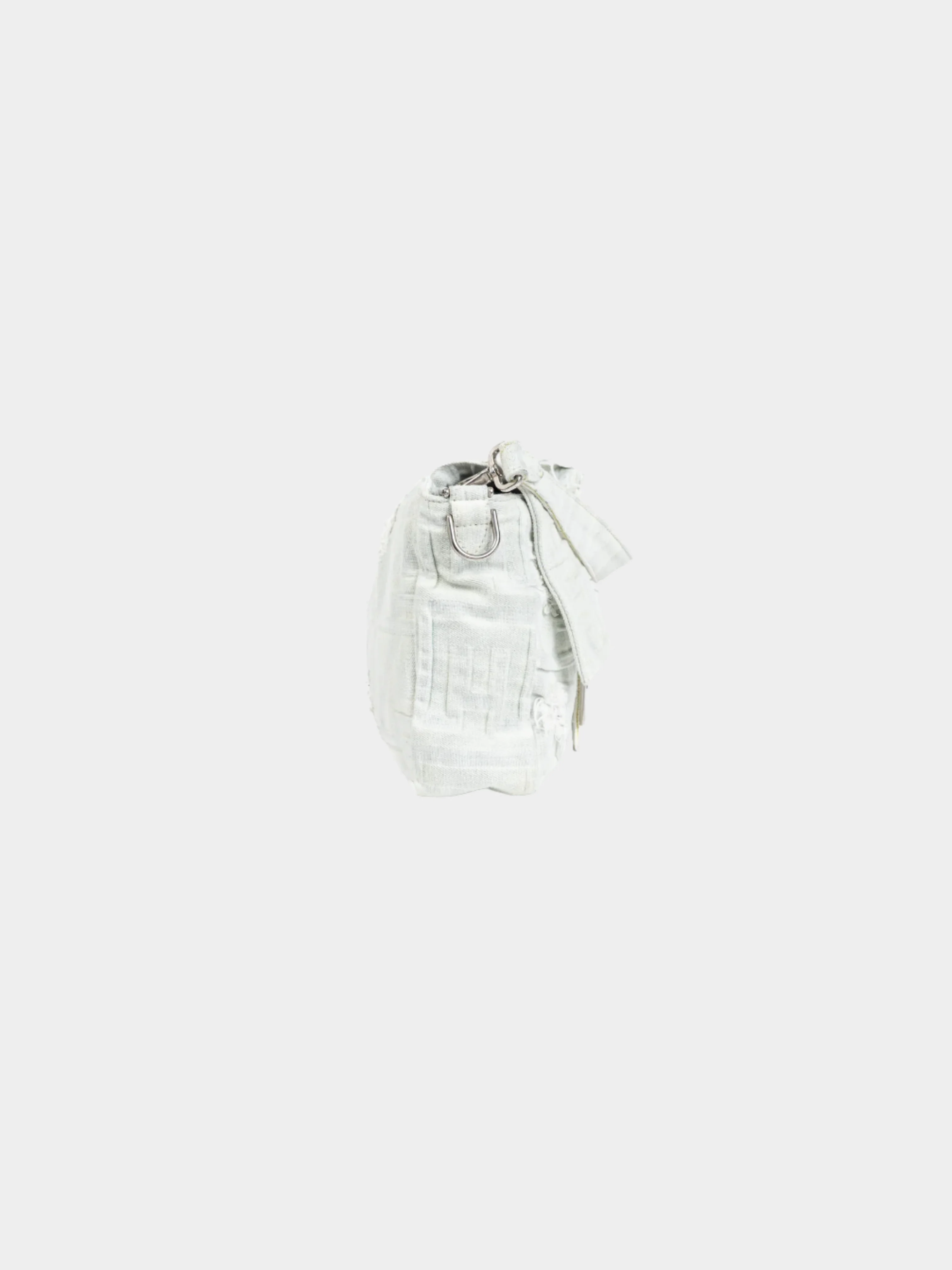 Fendi by Marc Jacobs SS 2023 Limited Maxi Baguette White Denim Shoulder Bag - Image 3