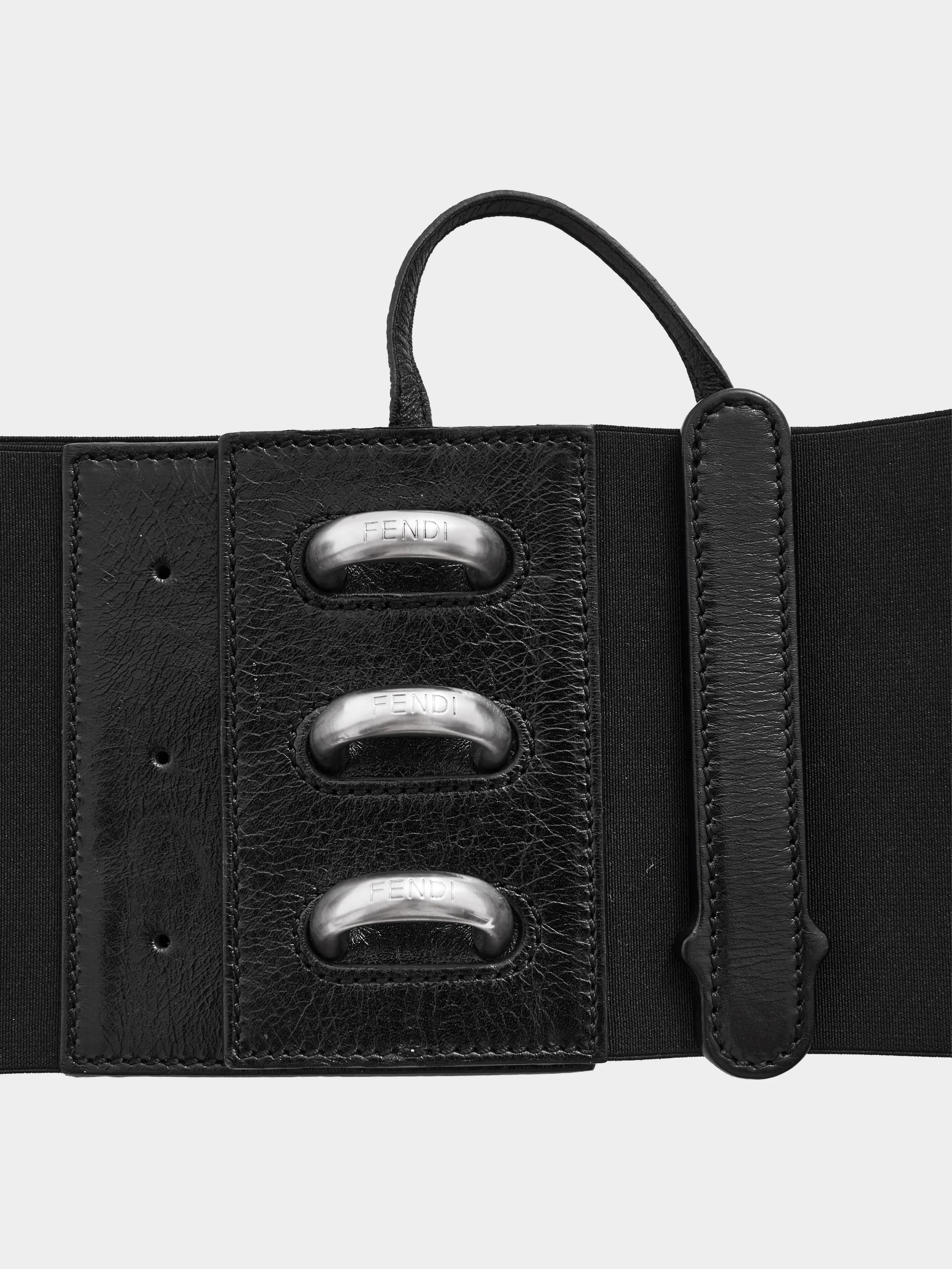 Fendi Early 2000s Black Leather Waistband Corset Belt - Image 3