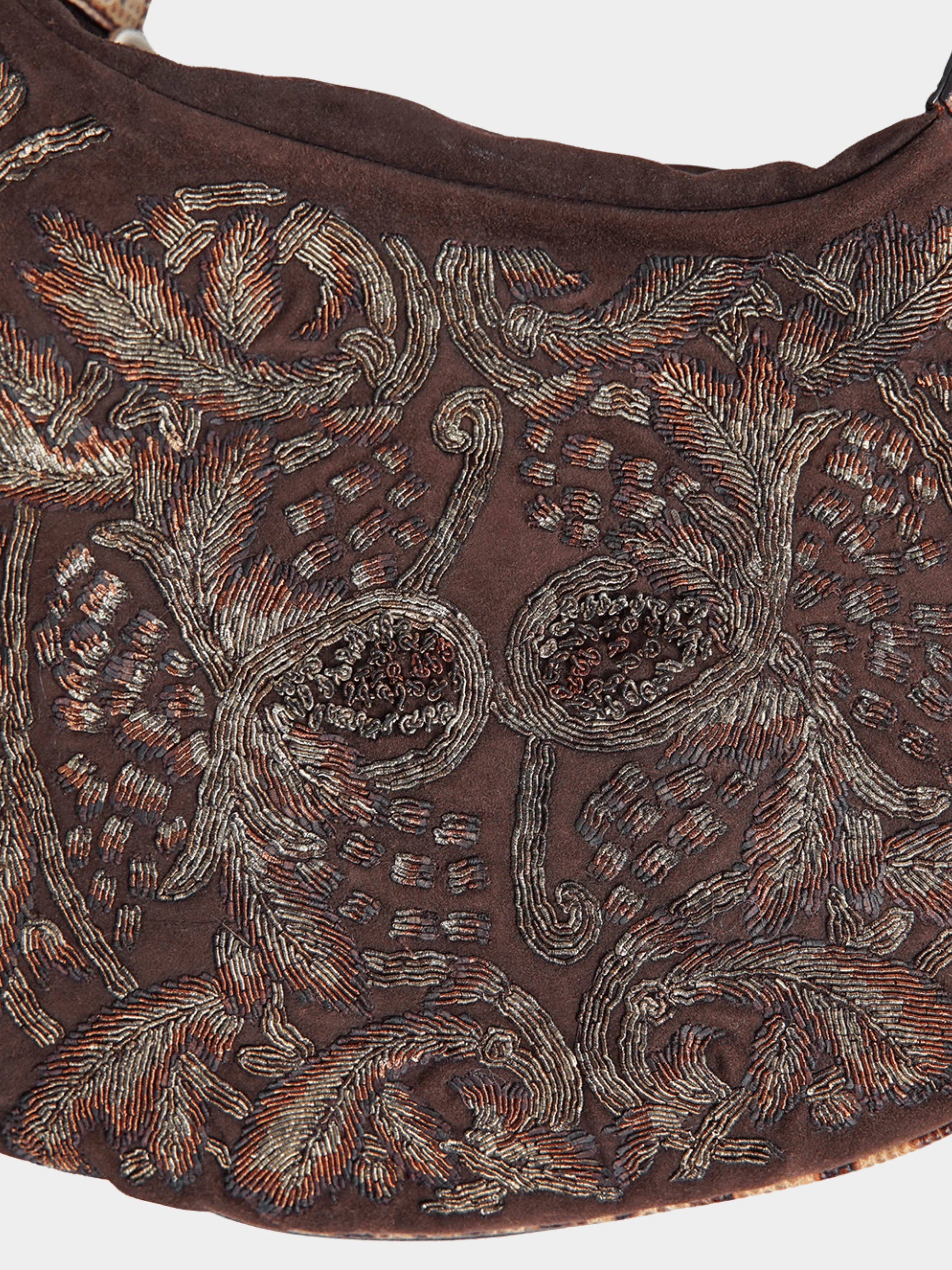 Fendi FW 2002 Brown Embroidered Oyster Bag - Image 6