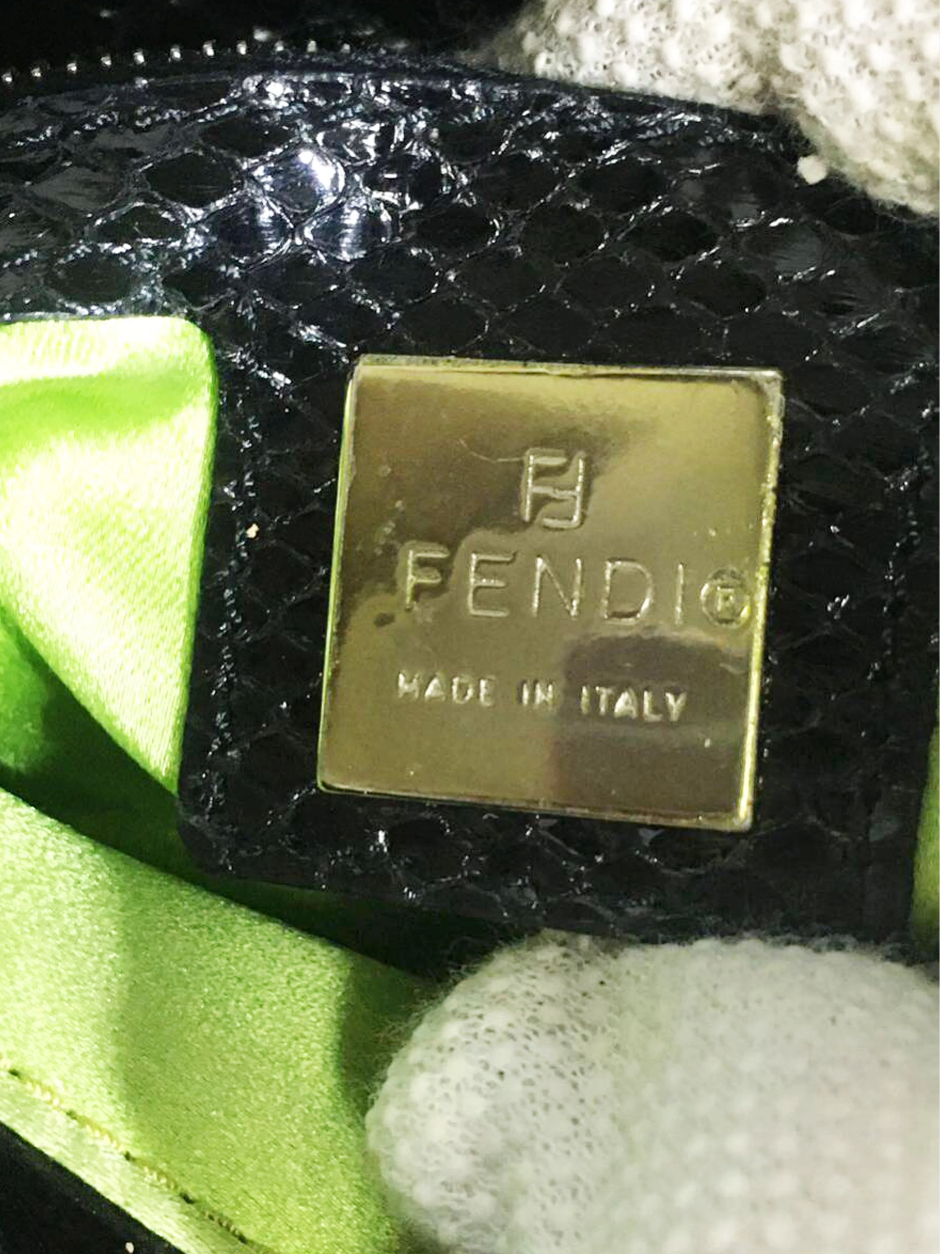 Fendi Late 1990s Black Python and Sequin Baguette Bag - Image 5