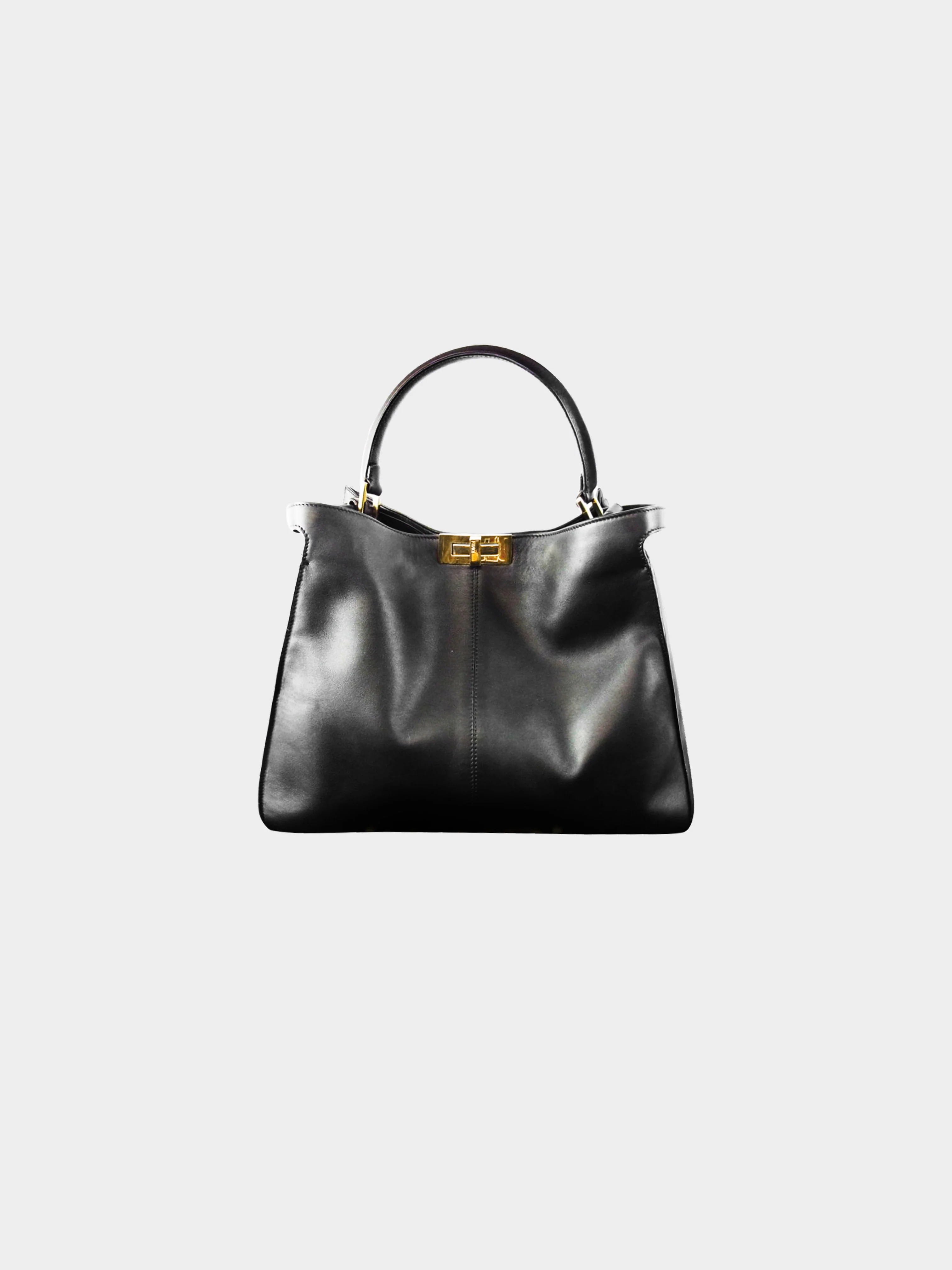 Fendi Late 2010s Black Leather Large Peekaboo X-Lite Bag