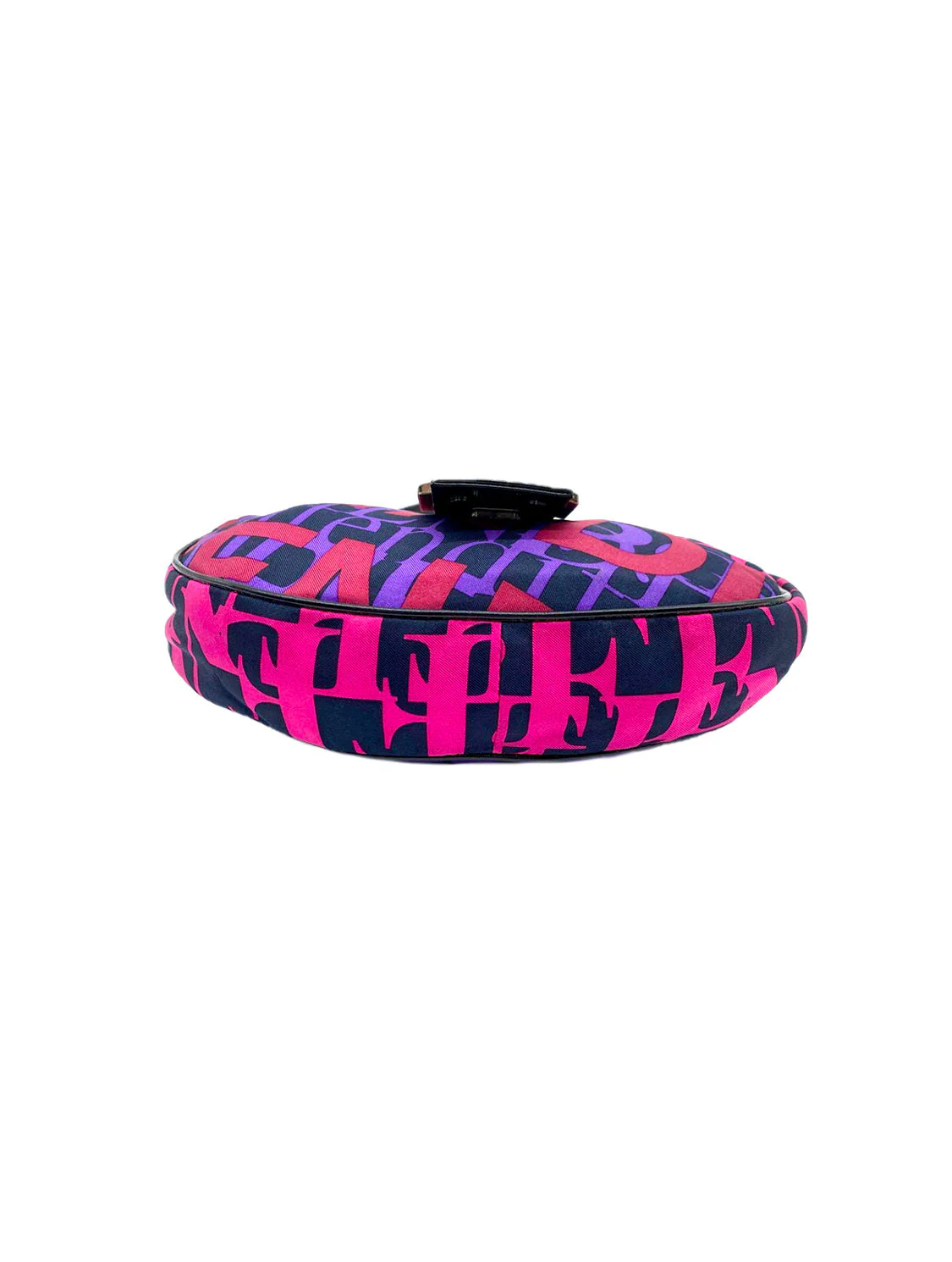 Fendi 2000s Pink & Purple Typographic Croissant Bag - Image 4