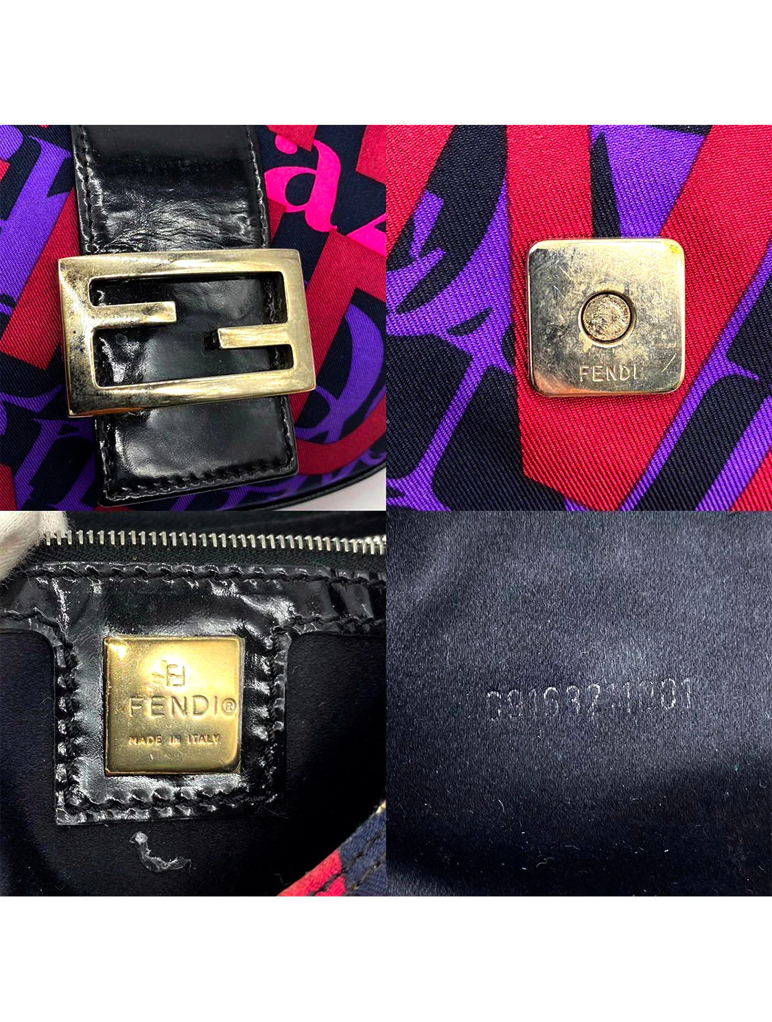 Fendi 2000s Pink & Purple Typographic Croissant Bag - Image 5