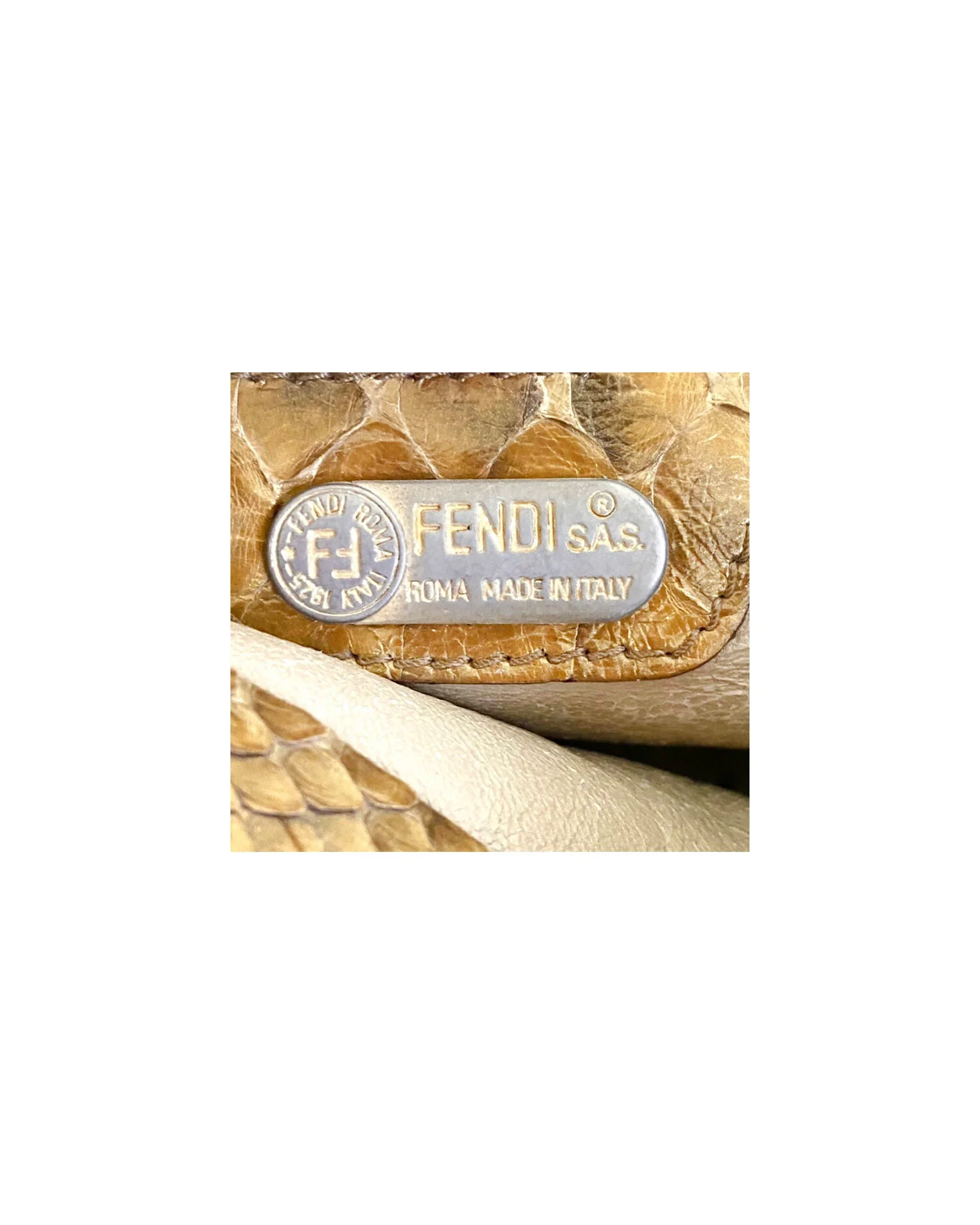 Fendi 2000s Rare Beige Python Baguette - Image 3