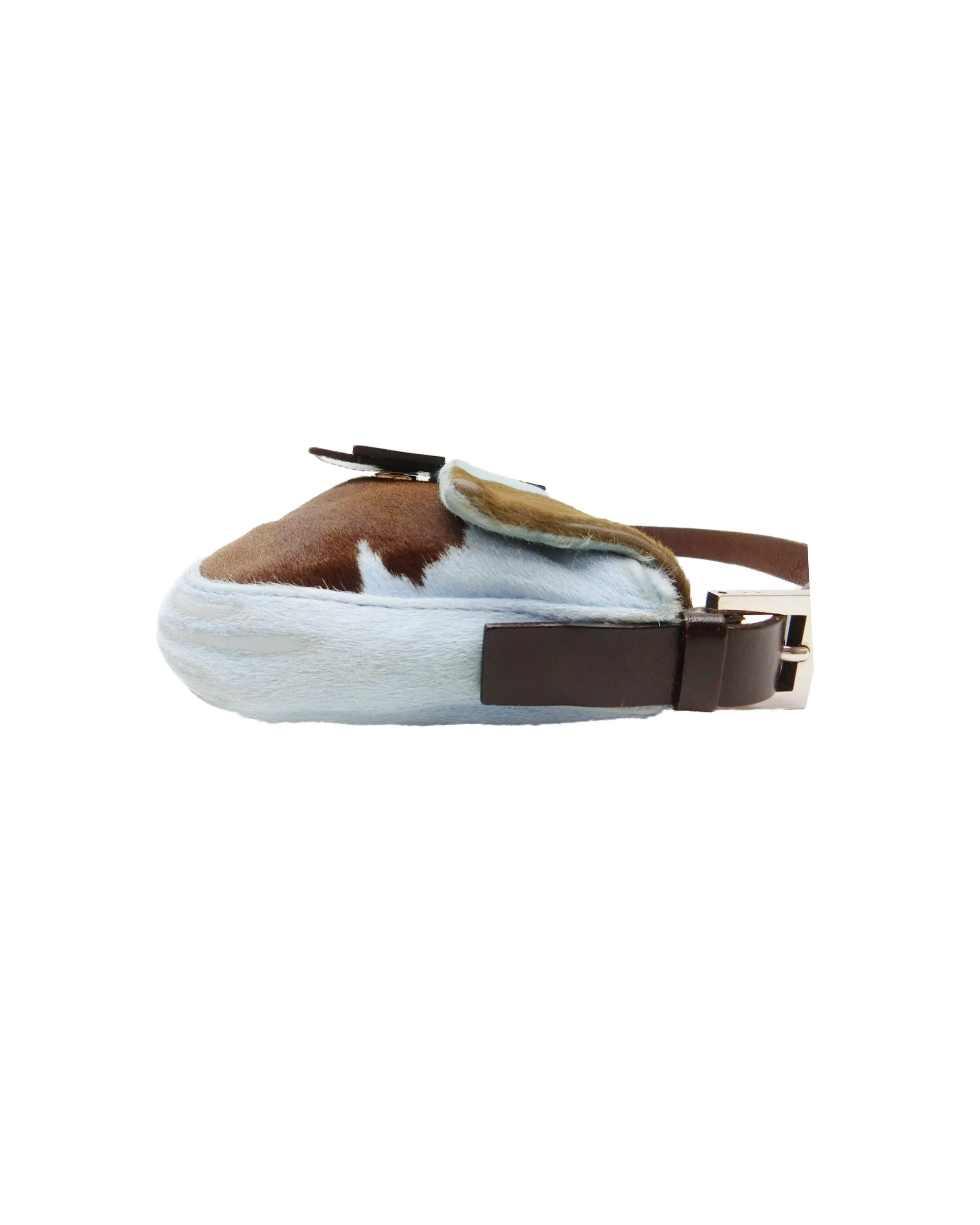 Fendi 2000s Rare Blue and Brown Pony Hair Baguette - Image 4